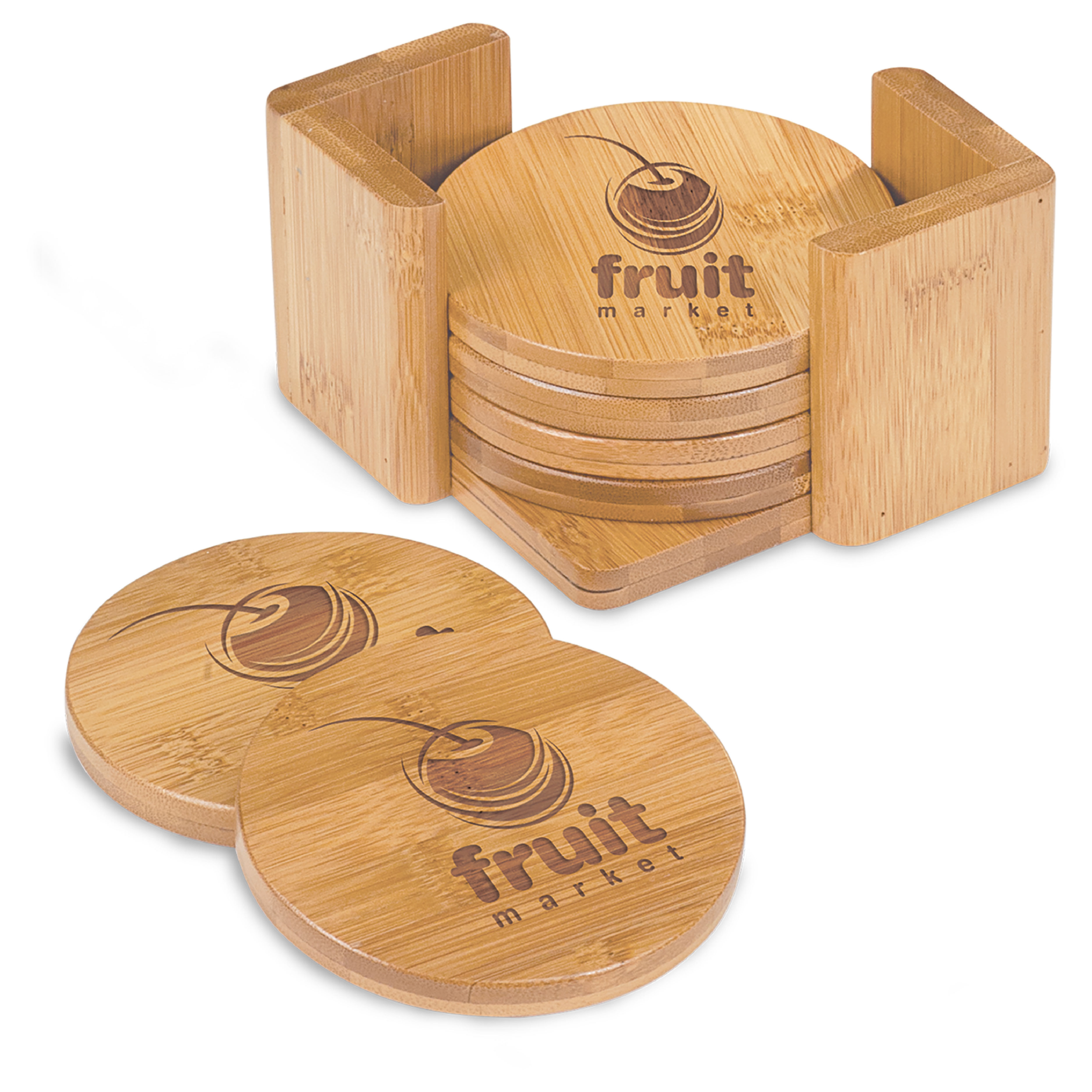 3" Round Bamboo 6-Coaster Set