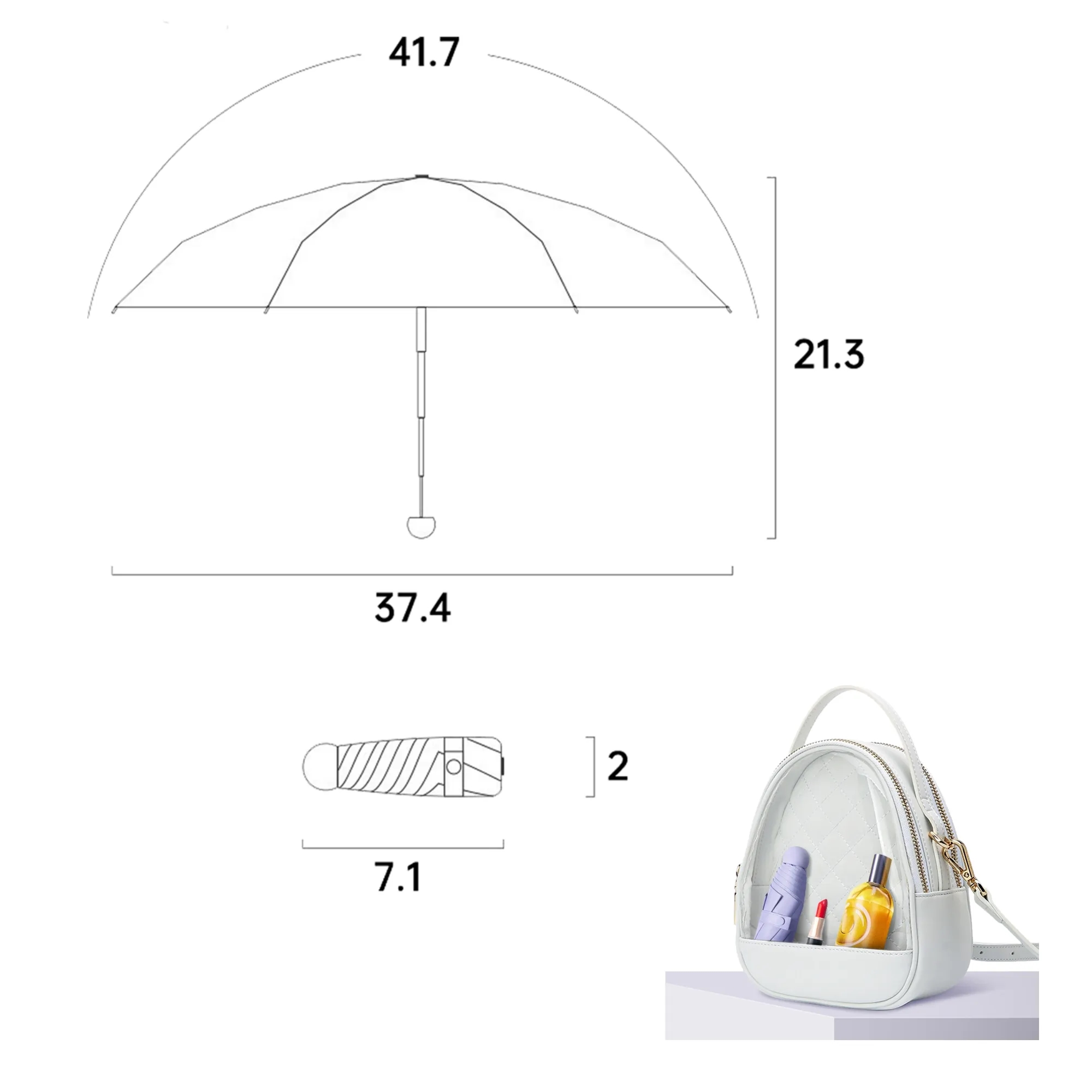 Mini Compact Travel Umbrella Lightweight Portable 3