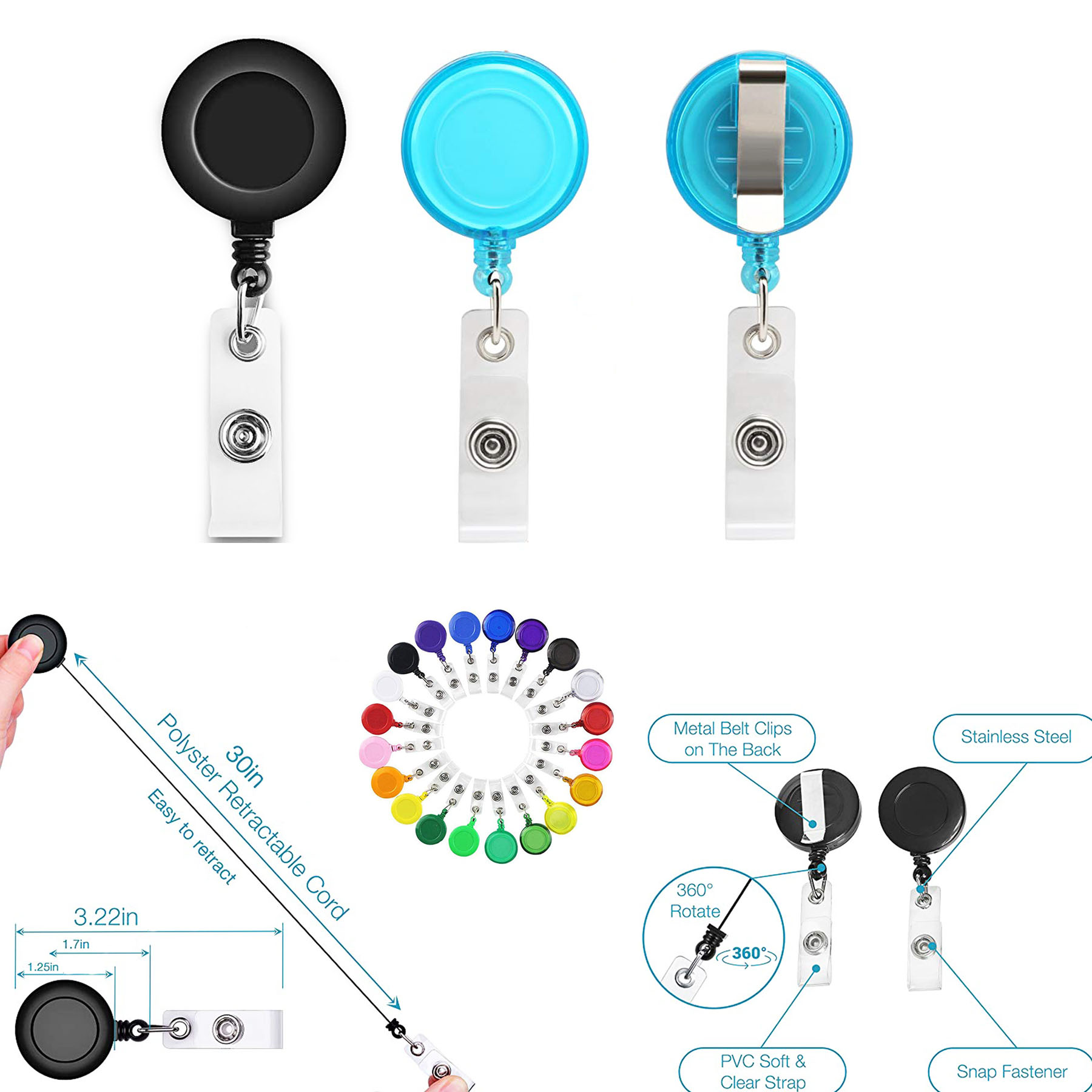 Retractable Badge Reel & Badge Holder with Clip Backing 1