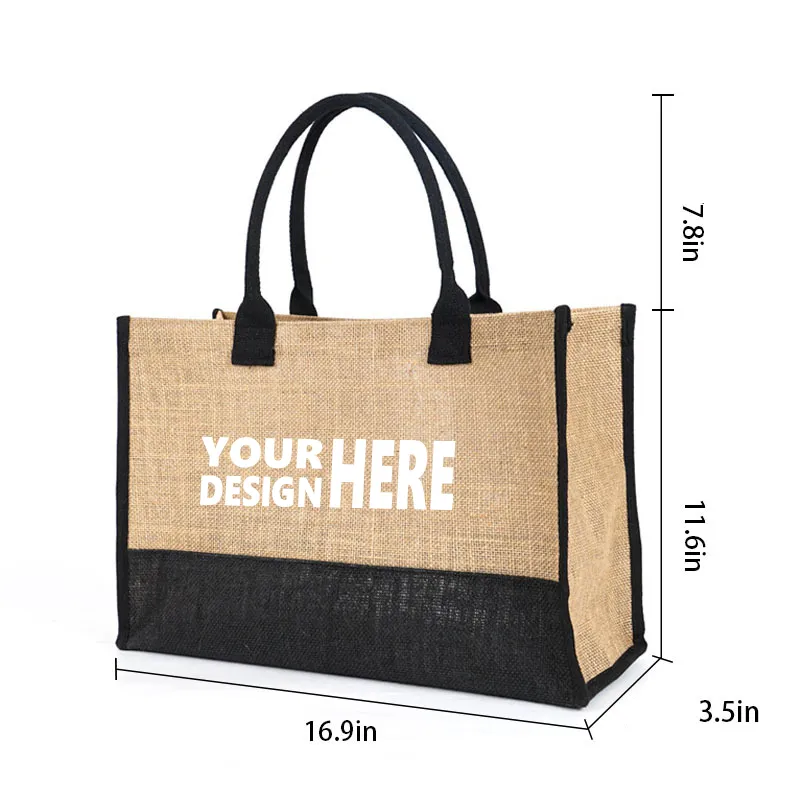 Jute Canvas Tote Bag, custom tote bag with logo imprint 3
