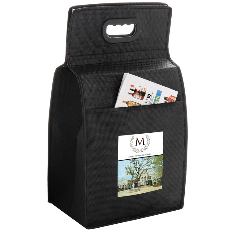Non-woven Insulated Wine Tote with Adhesive Loop Closure 1