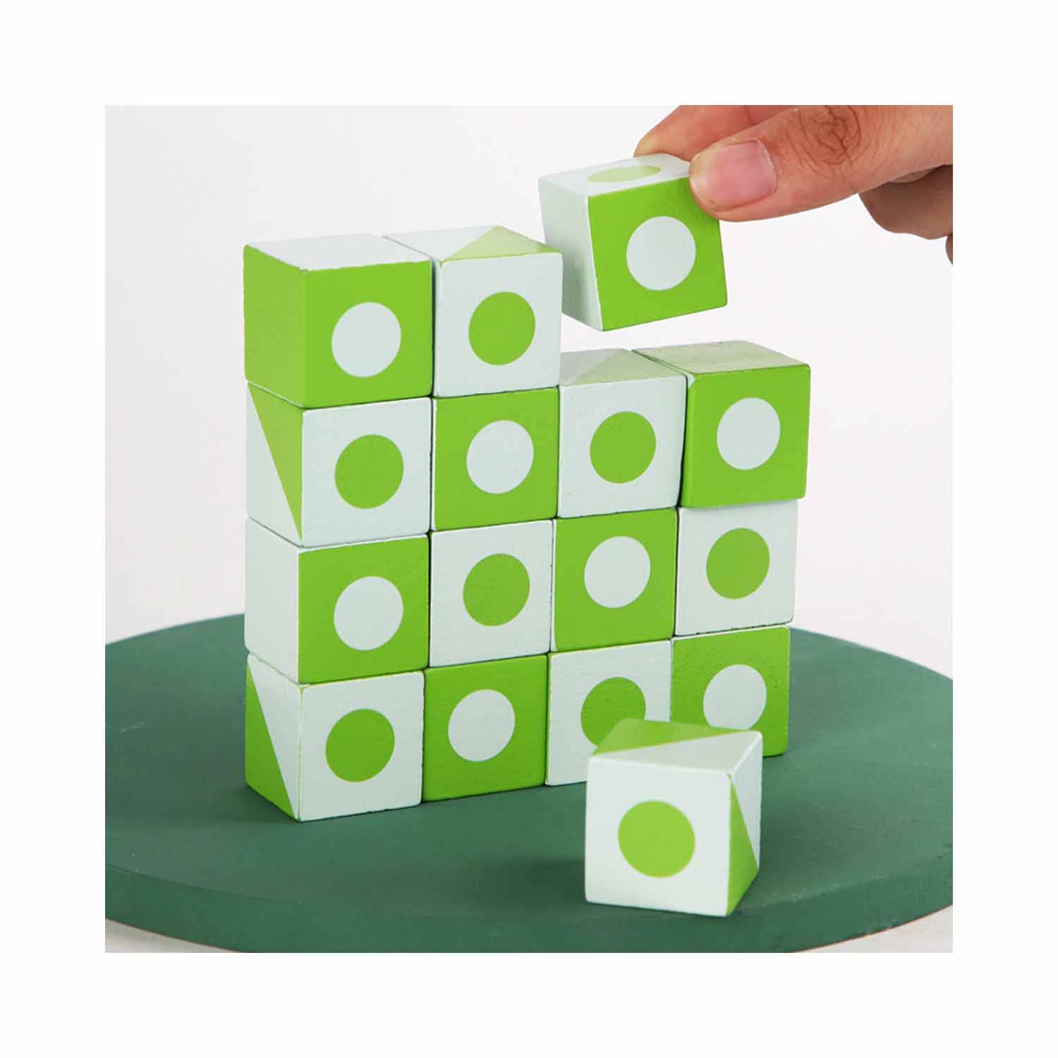 16 pieces of wooden stereoscopic 3D mind puzzle for children 3