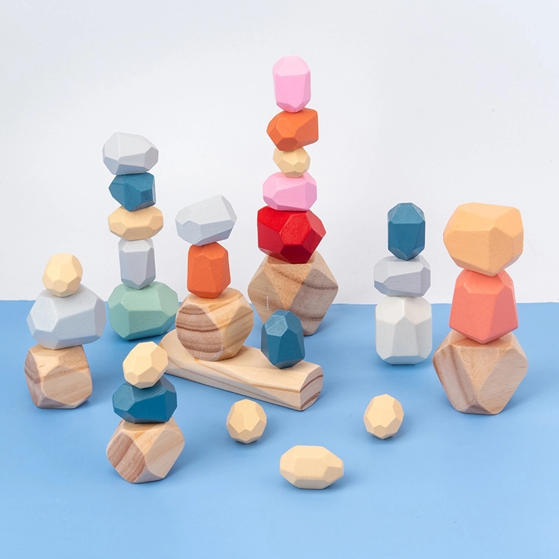 Stacking Stones Toy Wooden Rock 8