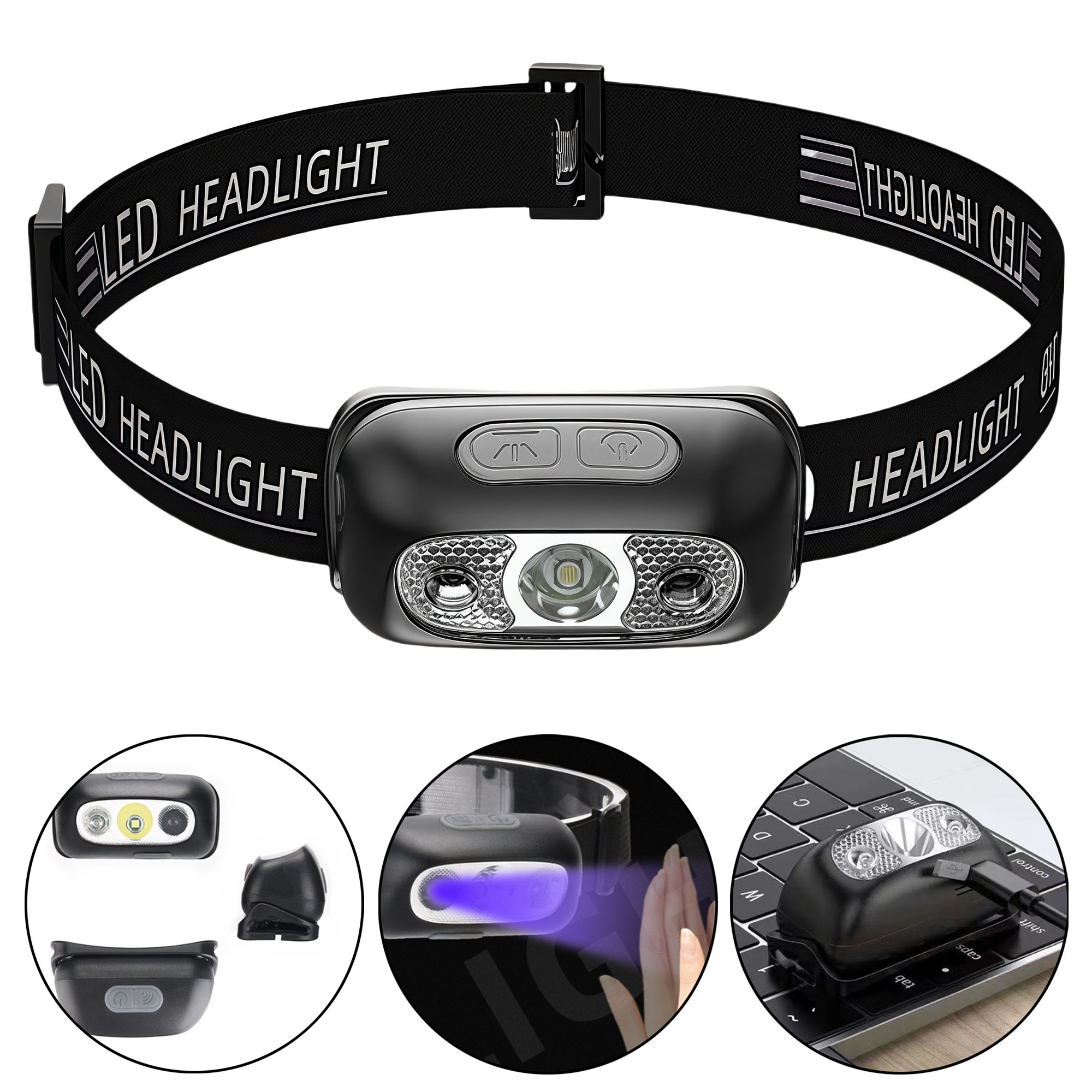 Ultra Bright Rechargeable LED Headlamp with Hand Wave Sensor 3