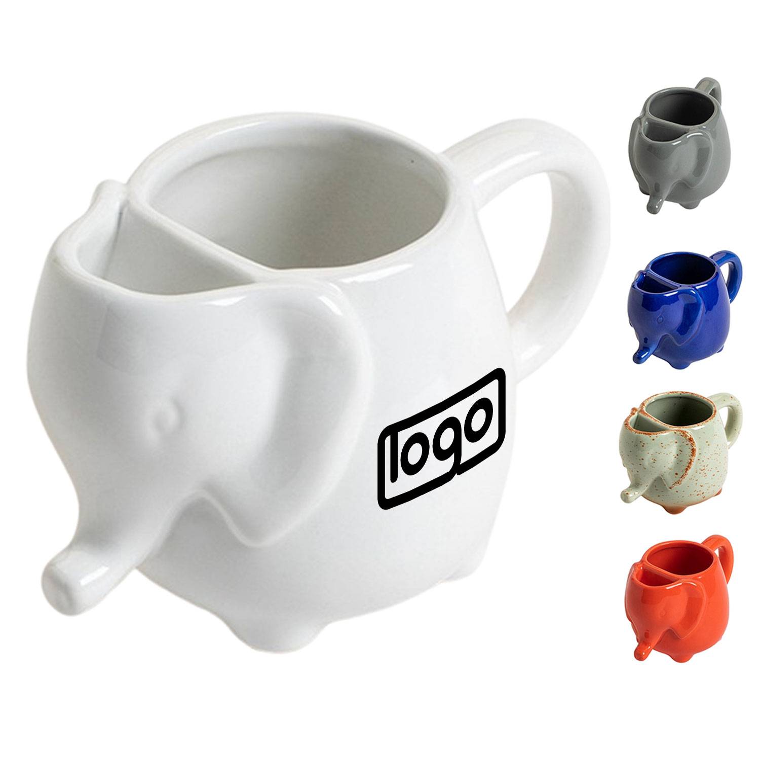 15oz Elephant Shaped Ceramic Mug w/ Tea Bag Holder 7