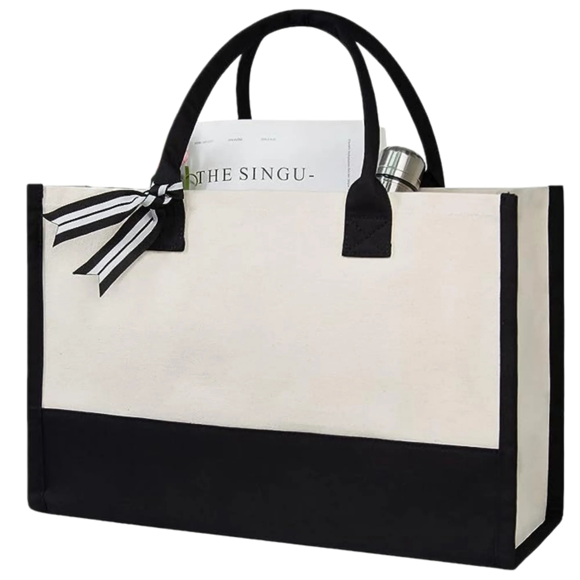 Custom Logo Canvas Tote Bag Shopping Beach Carryall, custom tote bag with logo imprint 3