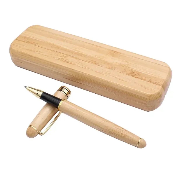 Personalized Bamboo Ballpoint Pen With Case Sets 2