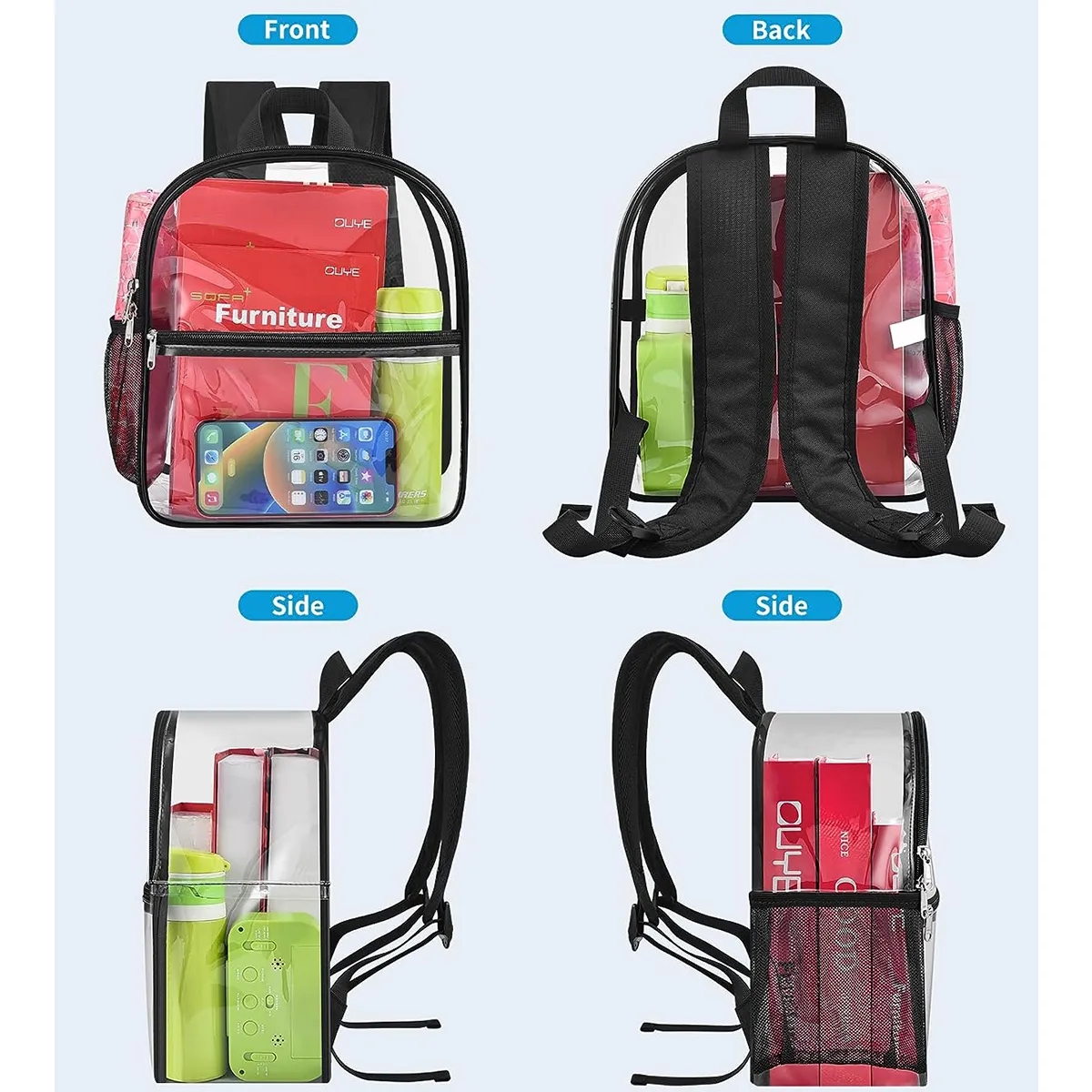 Clear Mini Backpack Stadium Approved Lightweight Waterproof 6
