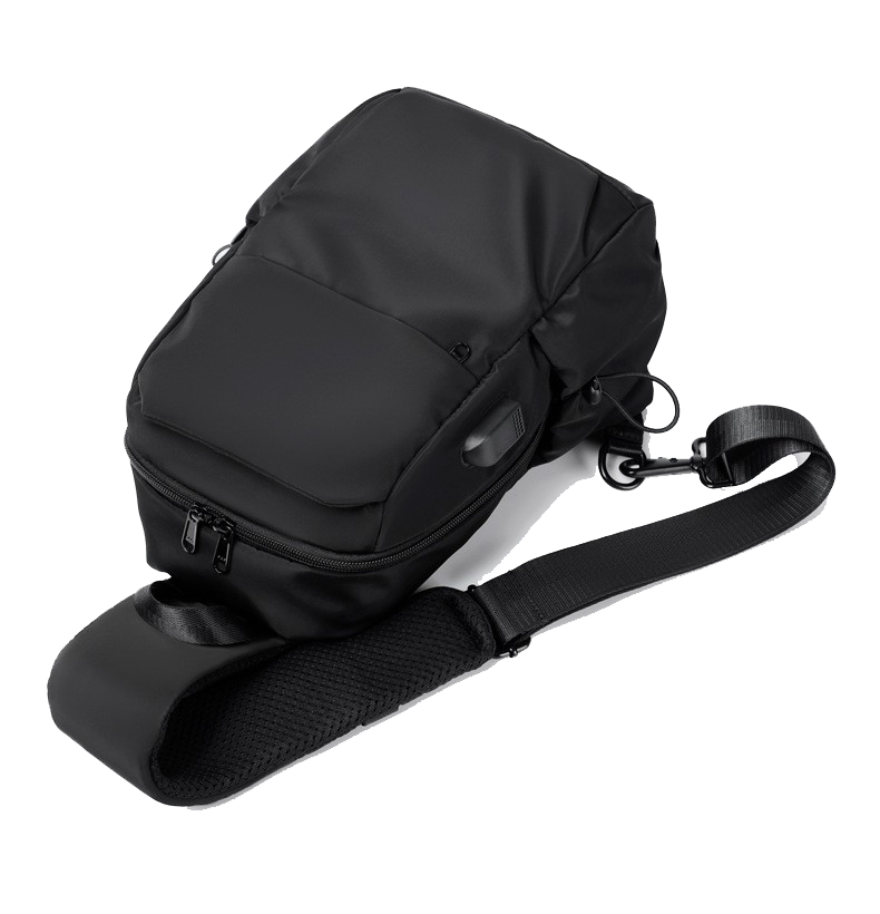 Nylon Small Black Sling Crossbody Bag With USB Charging Port 7