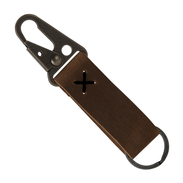 Busker Leather Keychain with Antique Nickel Carabiner 80