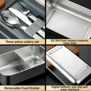 Stainless steel two layer bento box SUS304 Lunch Containers 3