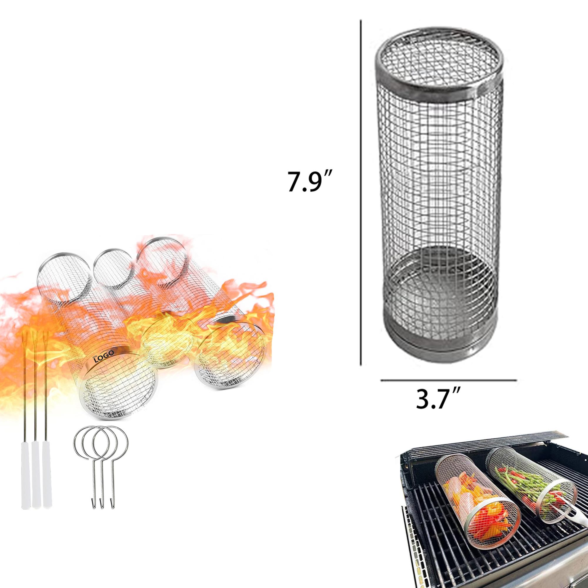 Outdoor Round Barbecue Basket 2