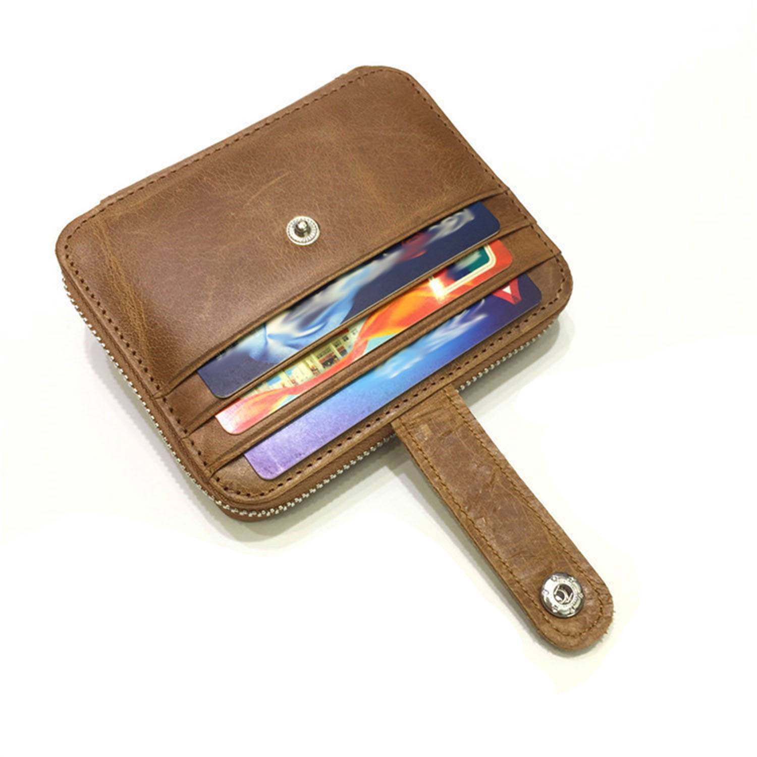 Top Layer Leather Card Bag Multifunction Coin Purse Wallet 5
