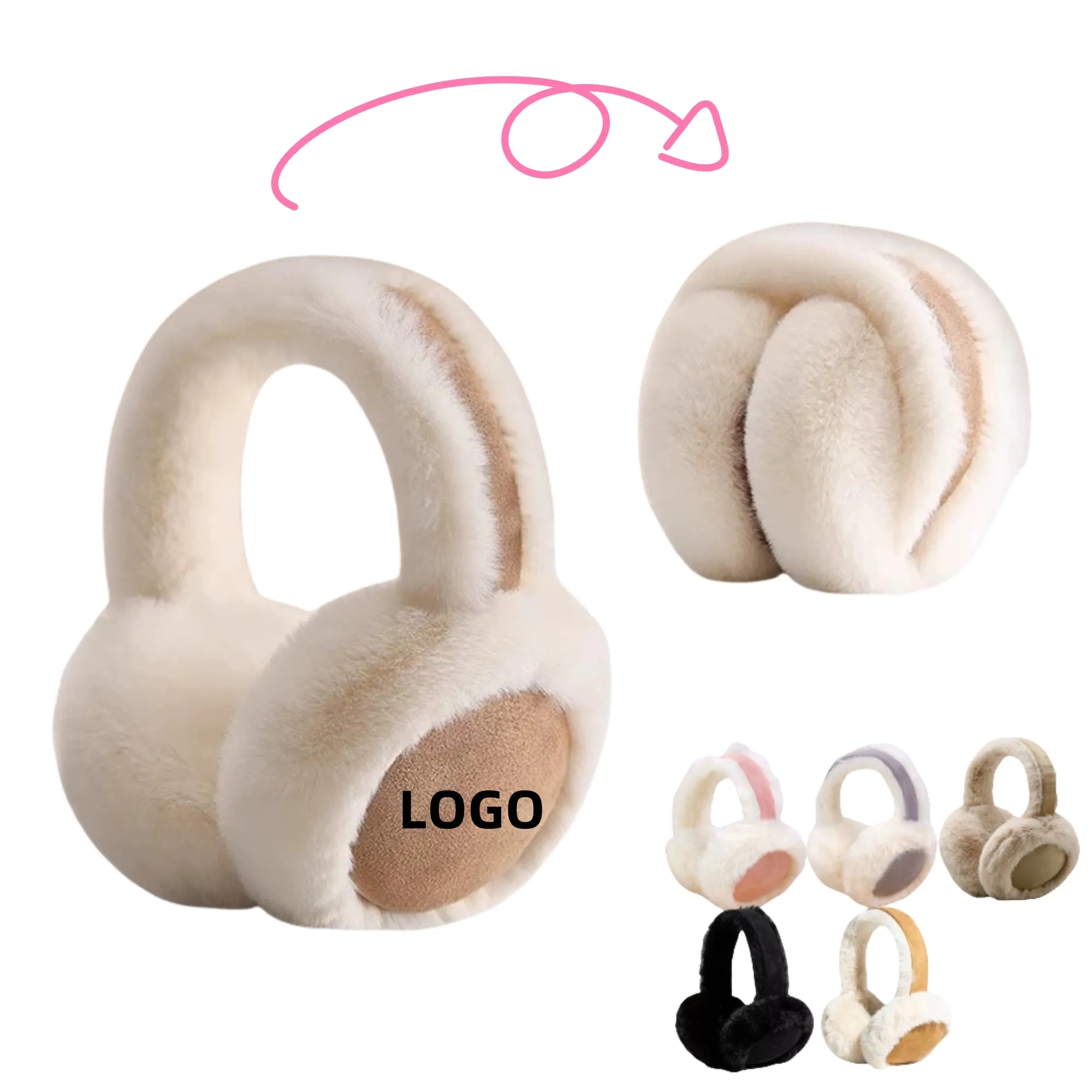 Womens Winter Plush Earmuffs Ear Warmers Foldable