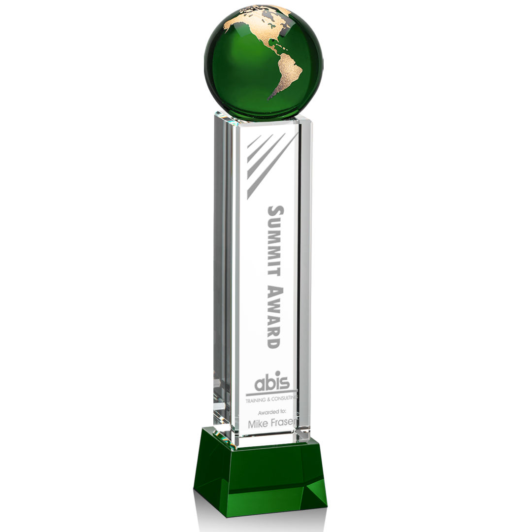Luz Globe Award on Base - Green/Gold 2