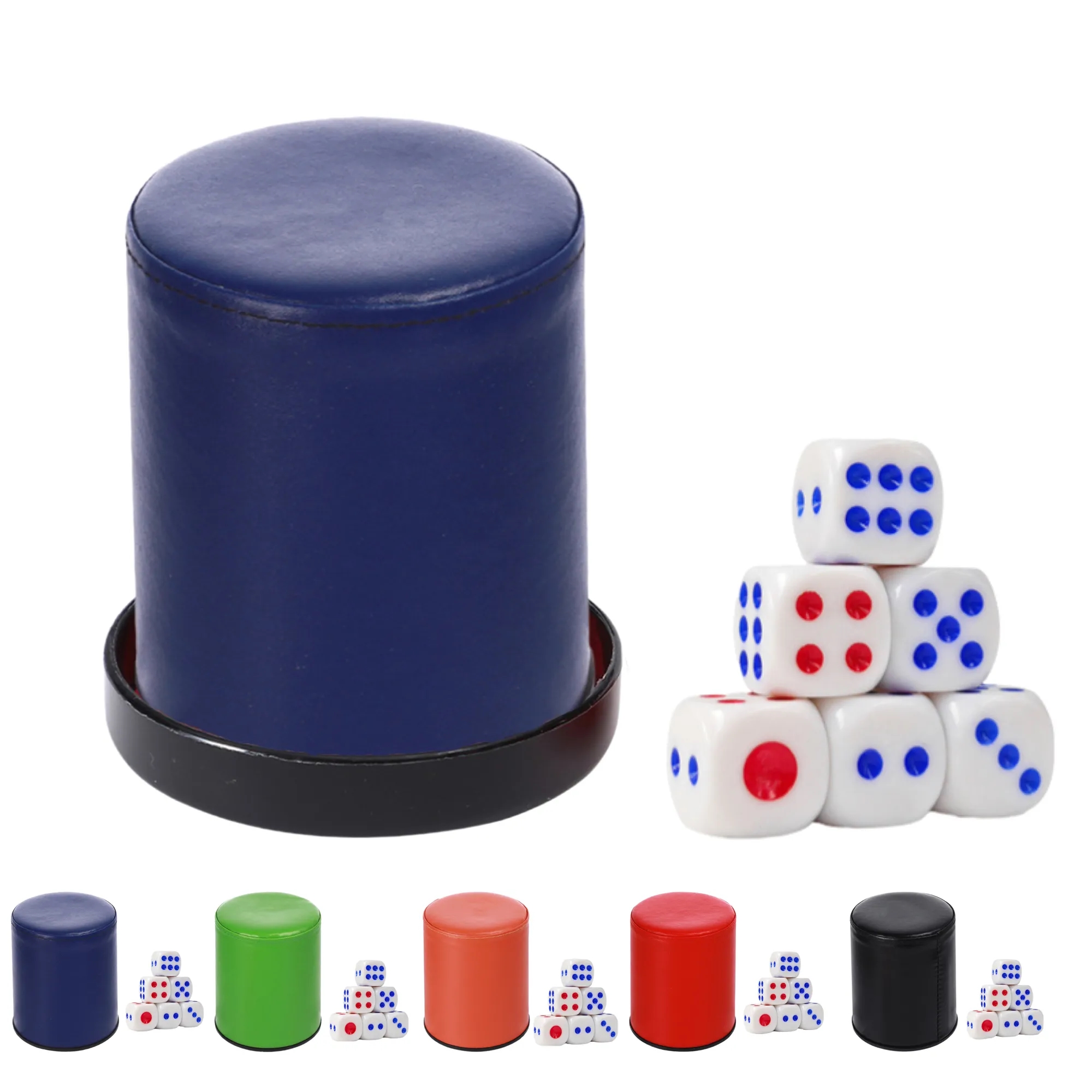 MOQ50 Custom PU Dice Cup with 6 Dices And A Base 9