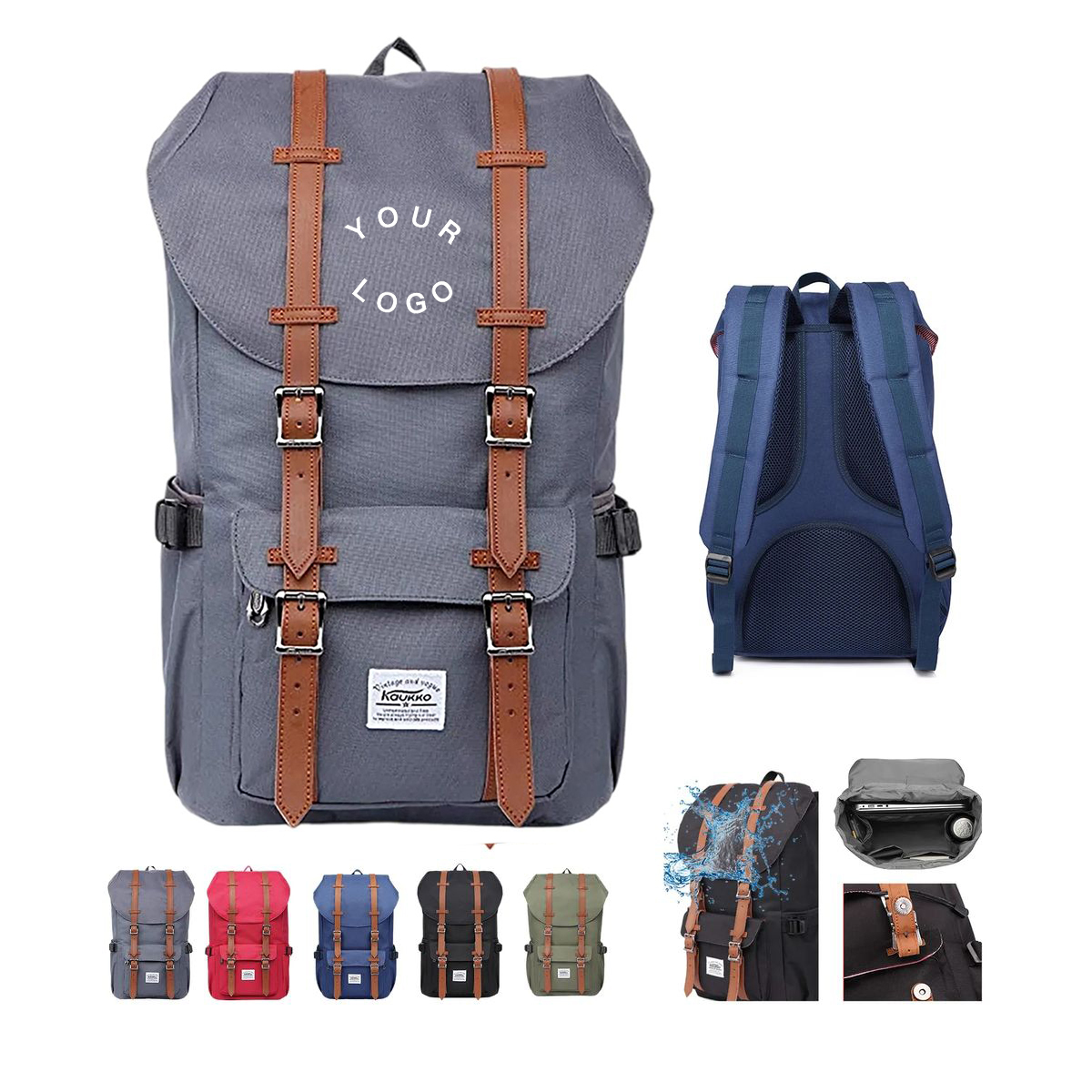 Oxford Laptop Backpack with Drawstring and Multiple Pockets 4