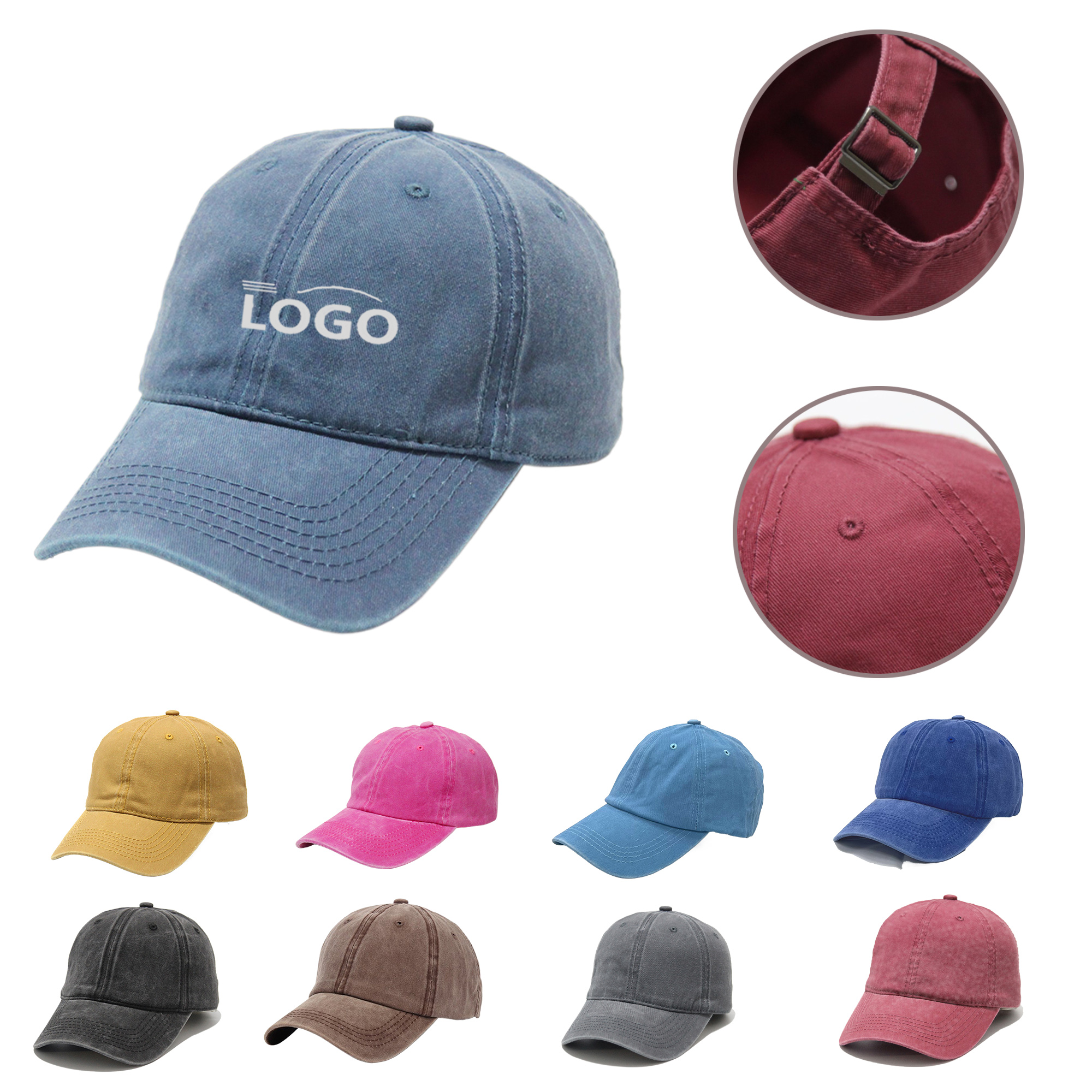 MOQ50 Custom Vintage Denim Duckbill Caps 5