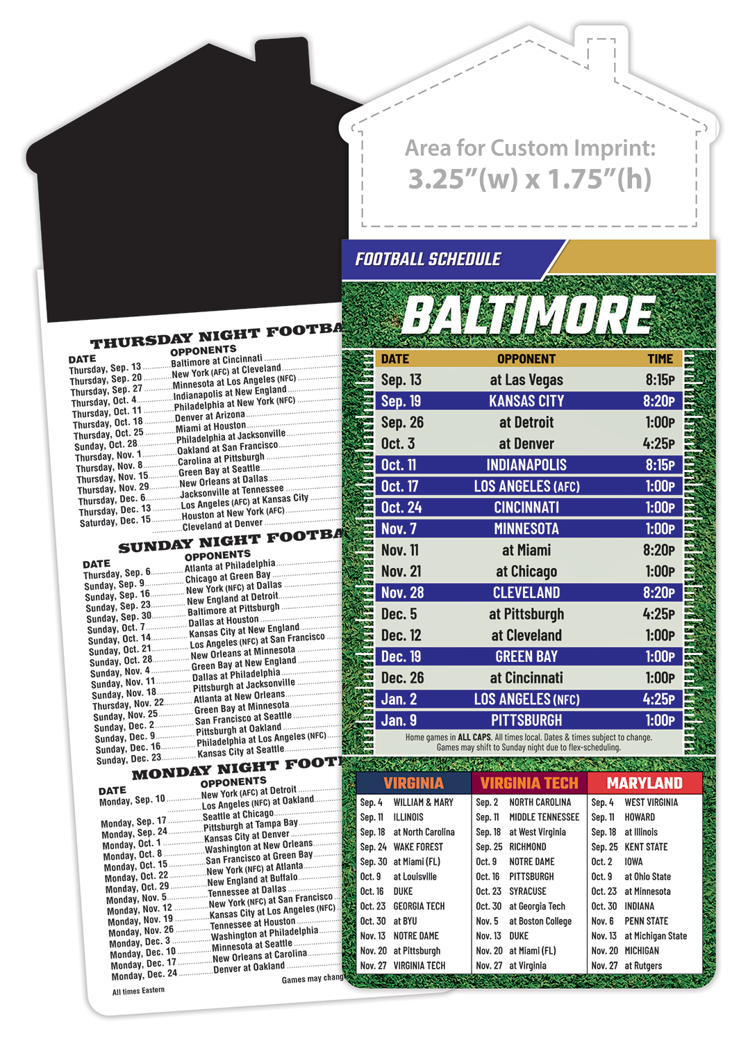 Magna-Card House Shape Magnet Football Schedules (3.5x9) 5
