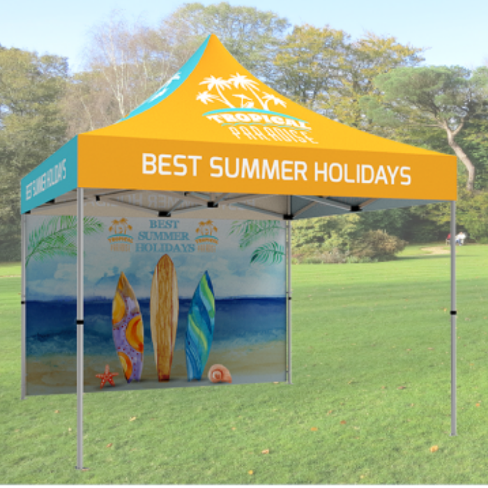 10' Custom Aluminum Canopy Tent Package with Single Sided Full Backwall and Sidewalls 2