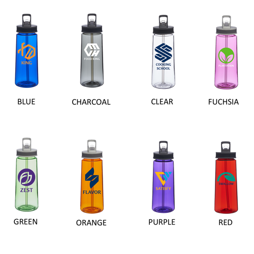 Sports Plastic Water Bottle - with Sip Straw, 22 oz. 11