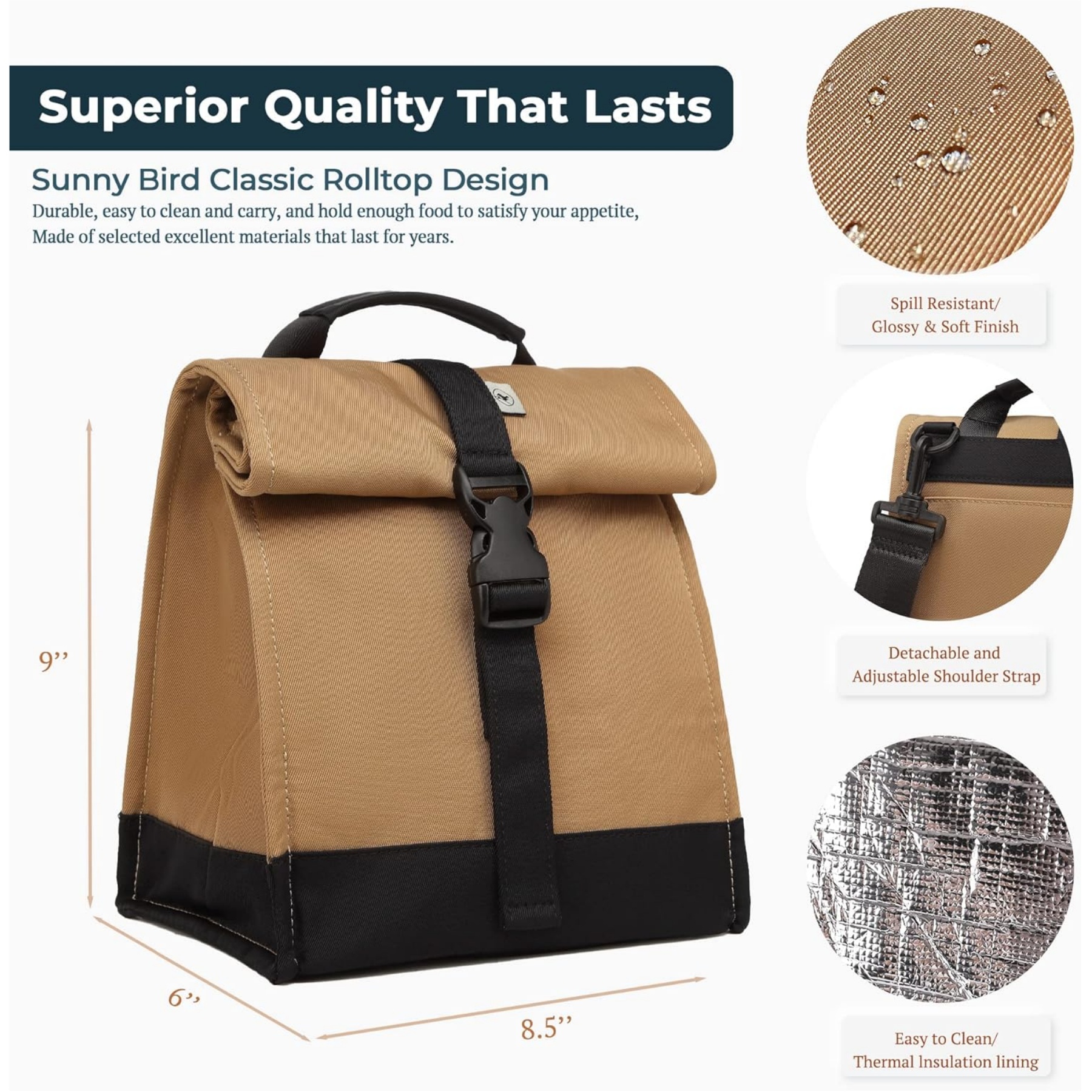 Rolltop Insulated Lunch Tote Bag 4