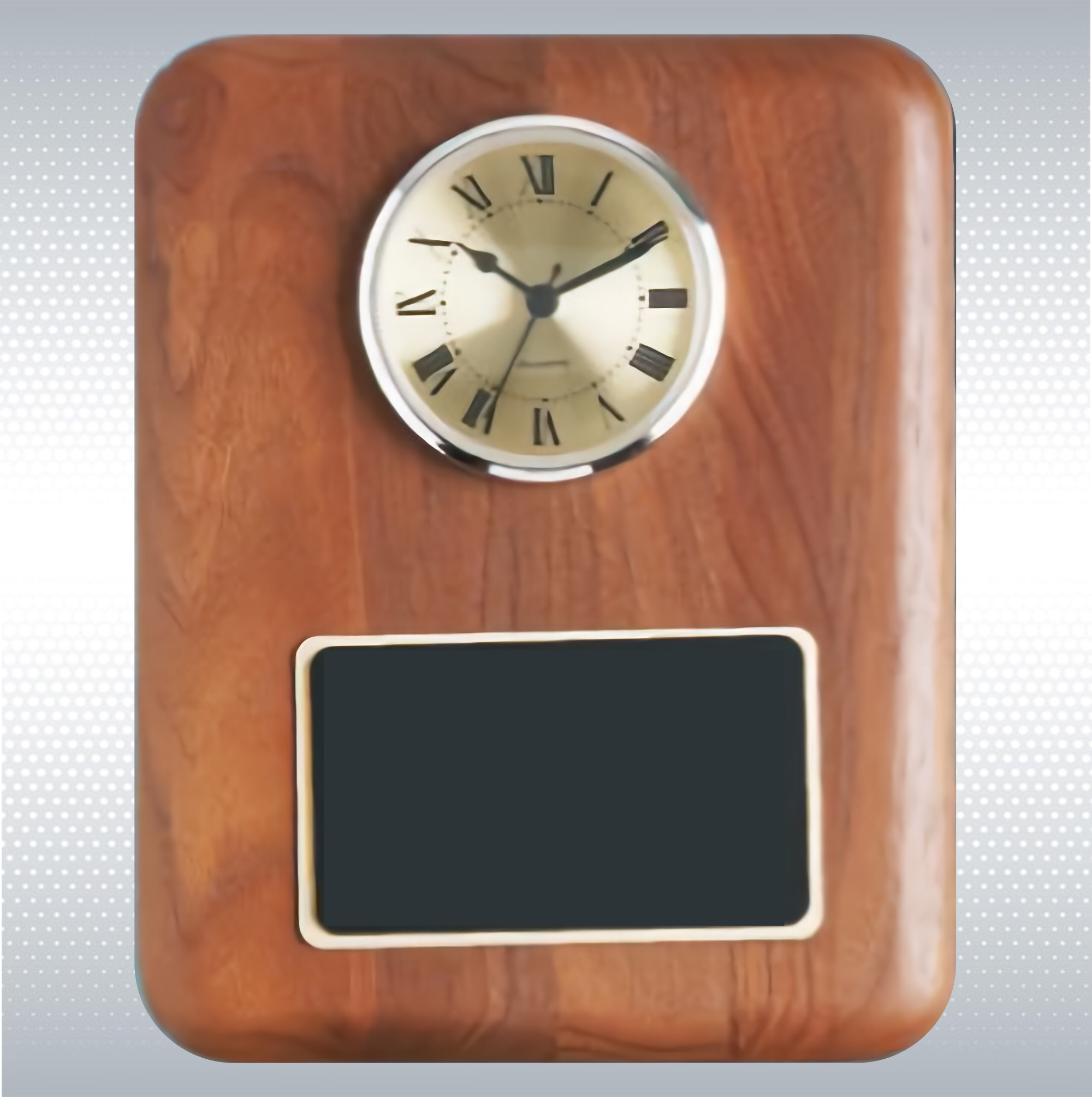 Walnut Round Edge Solid Wood Plaque w/ Clock (12"x15") 4