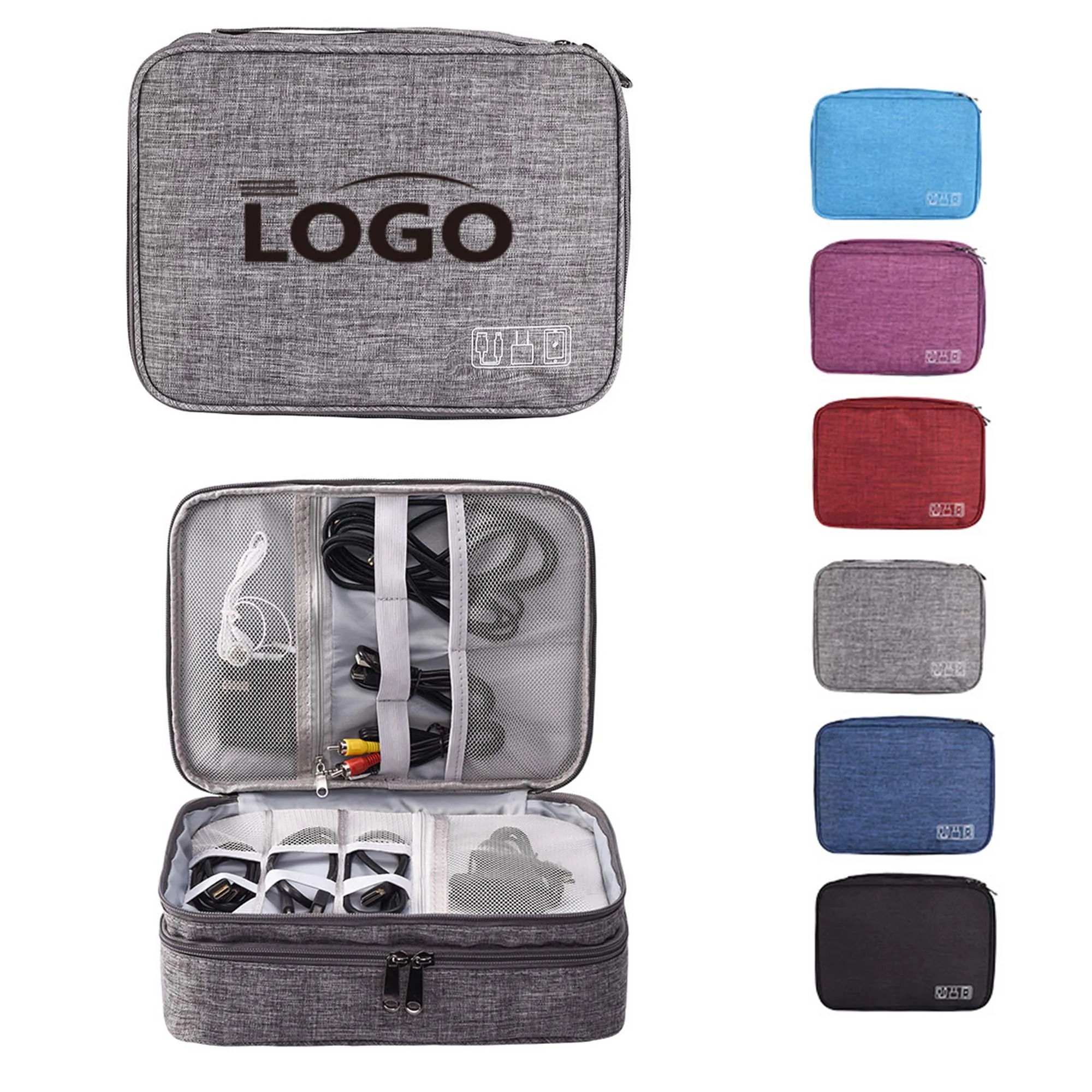 Travel Portable Three Layer Data Cable Storage Bag
