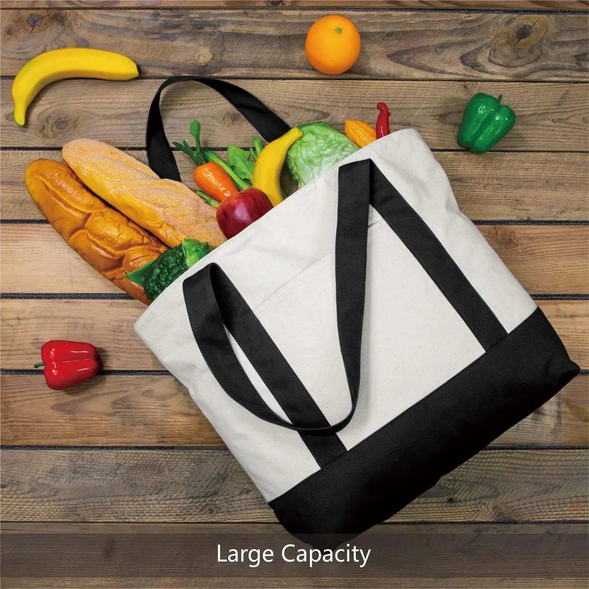 Custome Stylish Durable Canvas Tote Bag with External Pocket 1