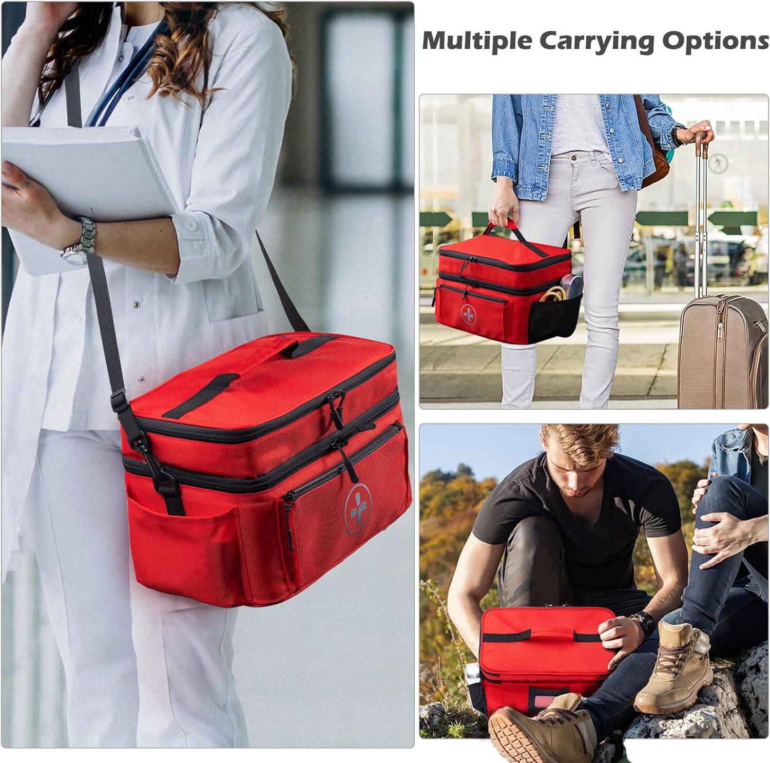 Multi-pocket medical travel bag, first aid kit. 8
