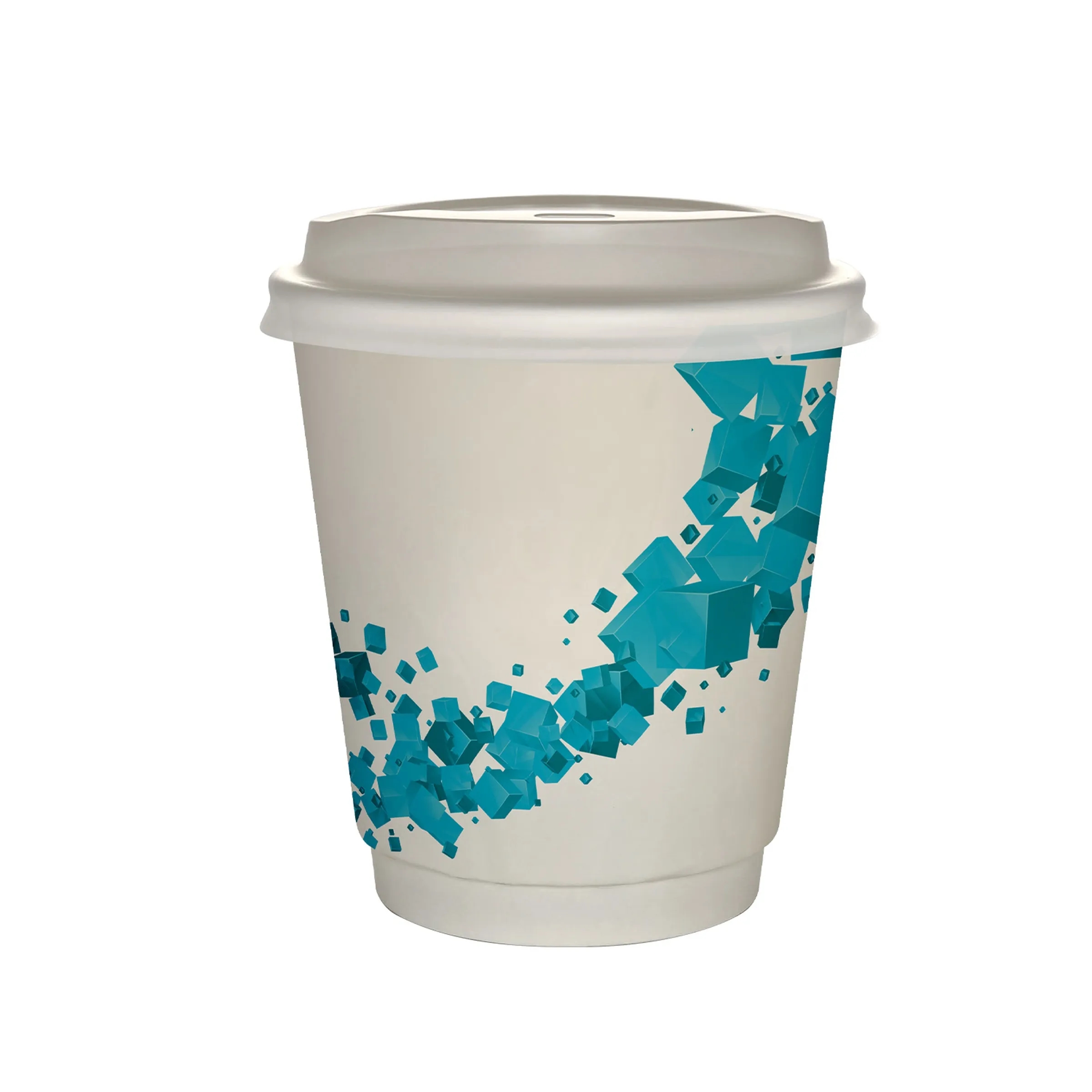 10 oz Full Color Floating Cubes Insulated Paper Cup With Lid 6