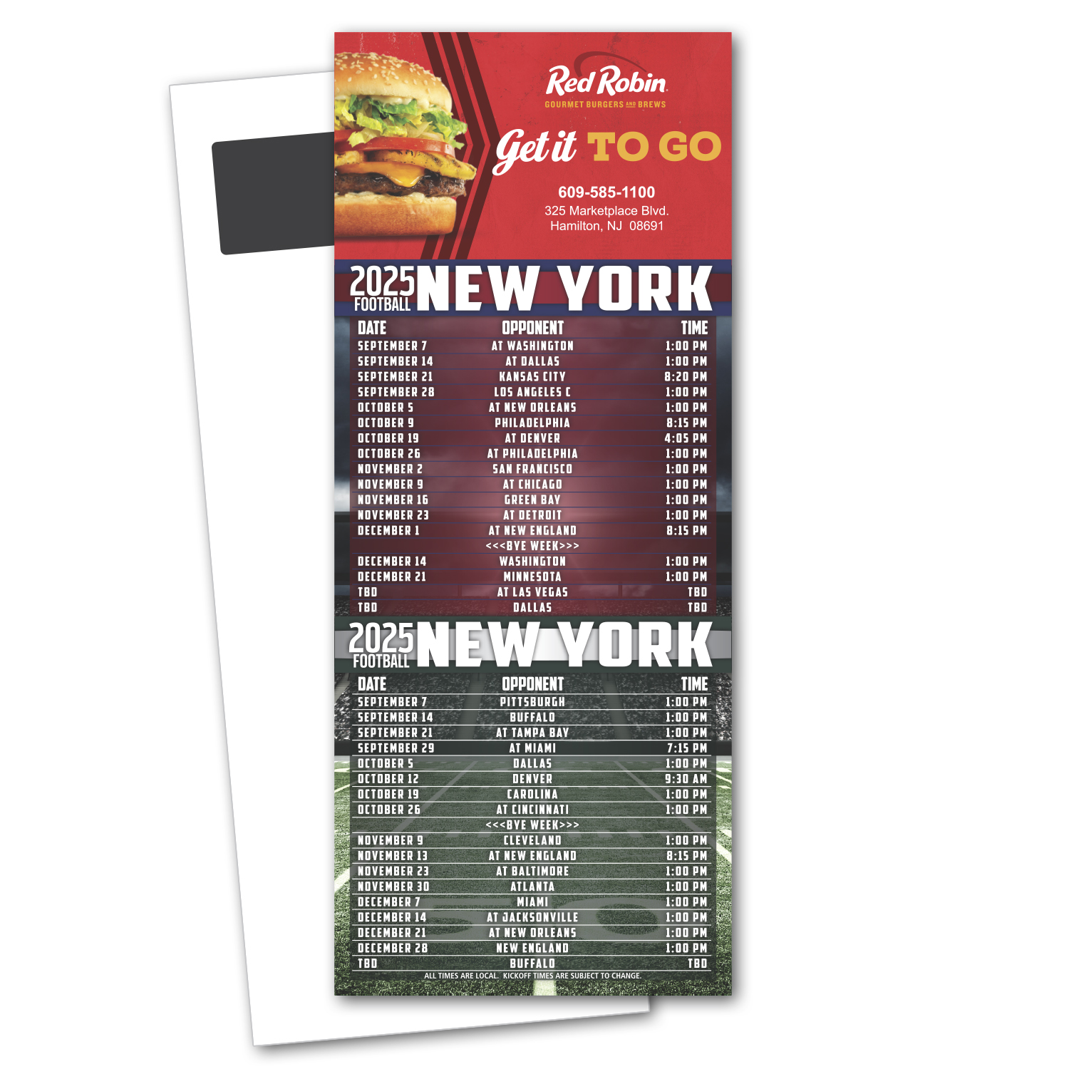 Football Schedule Magnetic Stick Up Card 15