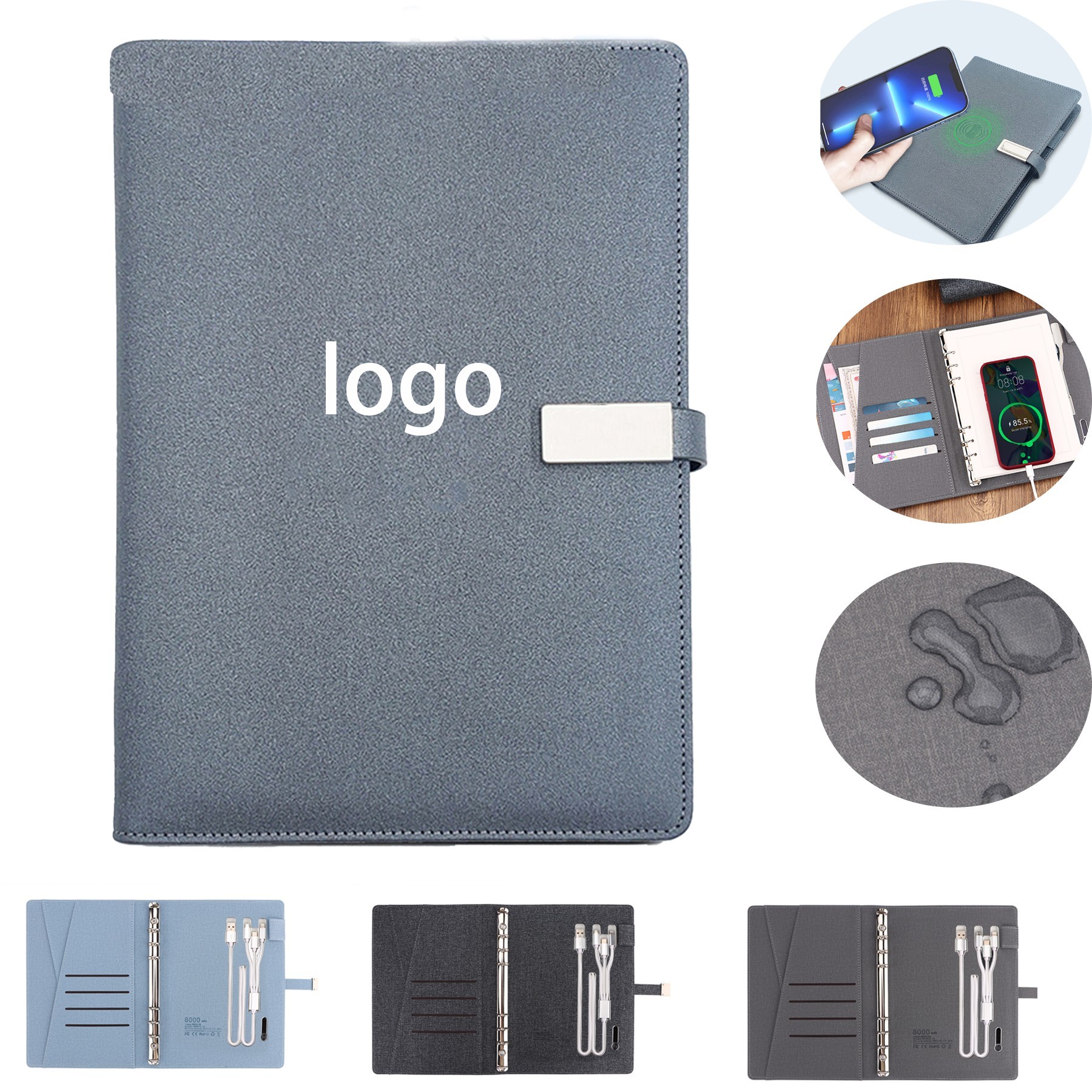 A5 Notepad Power Bank with Wireless Charger