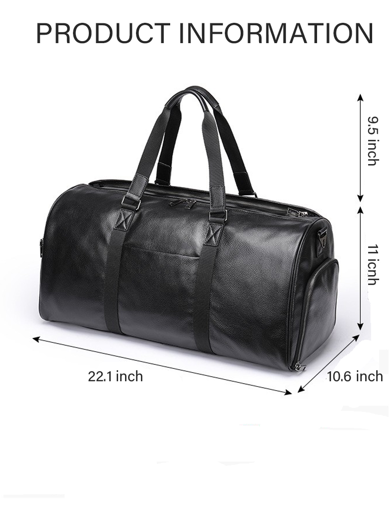 Genuine Leather Travel Weekender Duffel Bag for Men, custom luggage with logo imprint 3