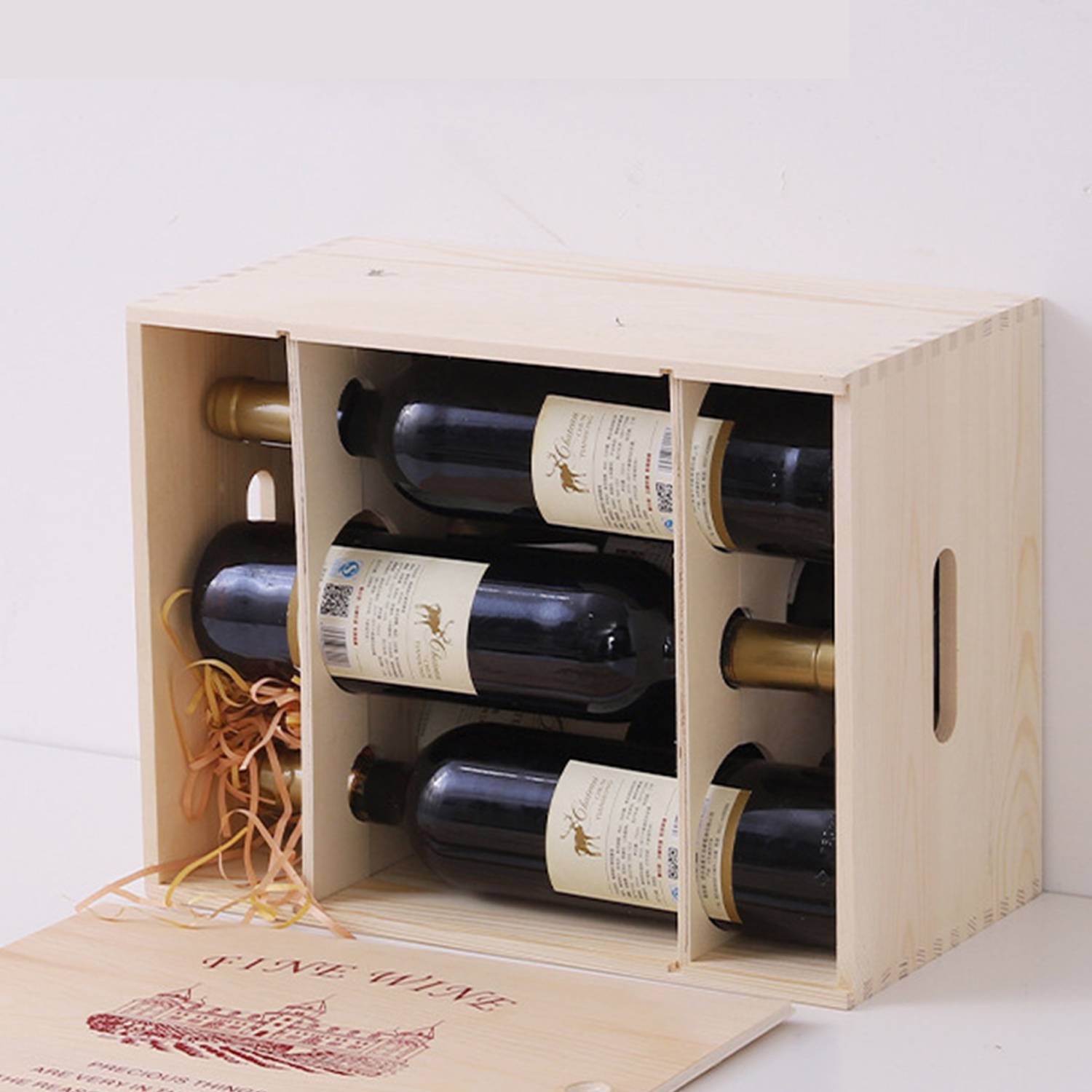 6-Bottle Wood Wine Box 5