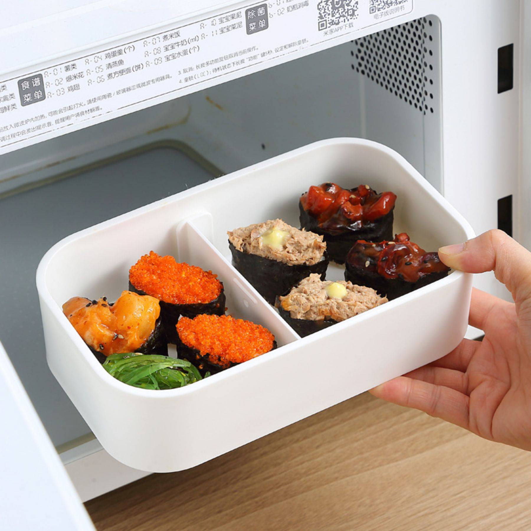 Wooden grain double layer plastic bento lunch box 7