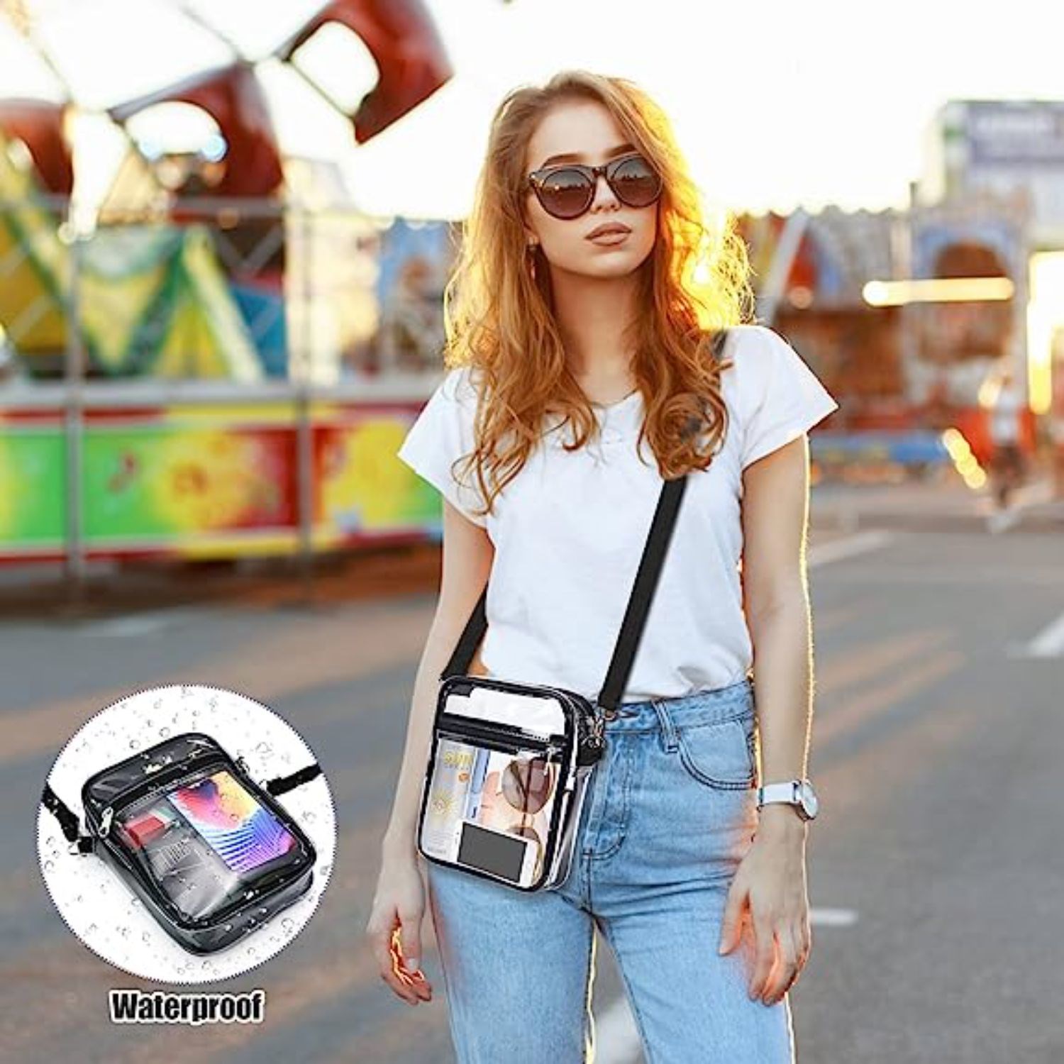 Clear Purse Stadium Approved Crossbody Bag with Adjustable Shoulder Strap 8