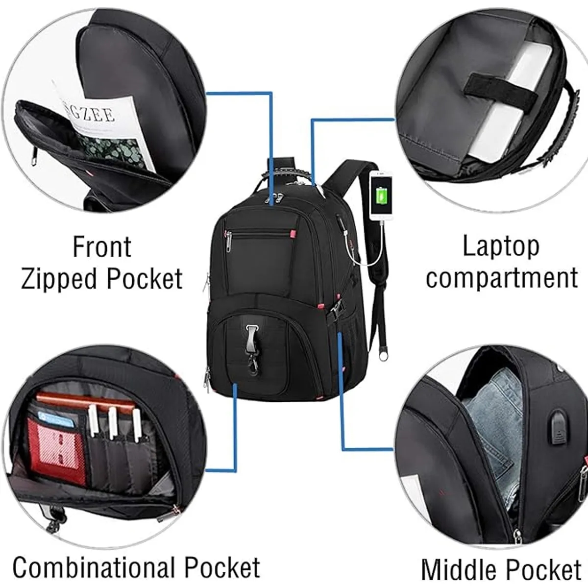 Large Laptop Backpack With USB Charging Port 3