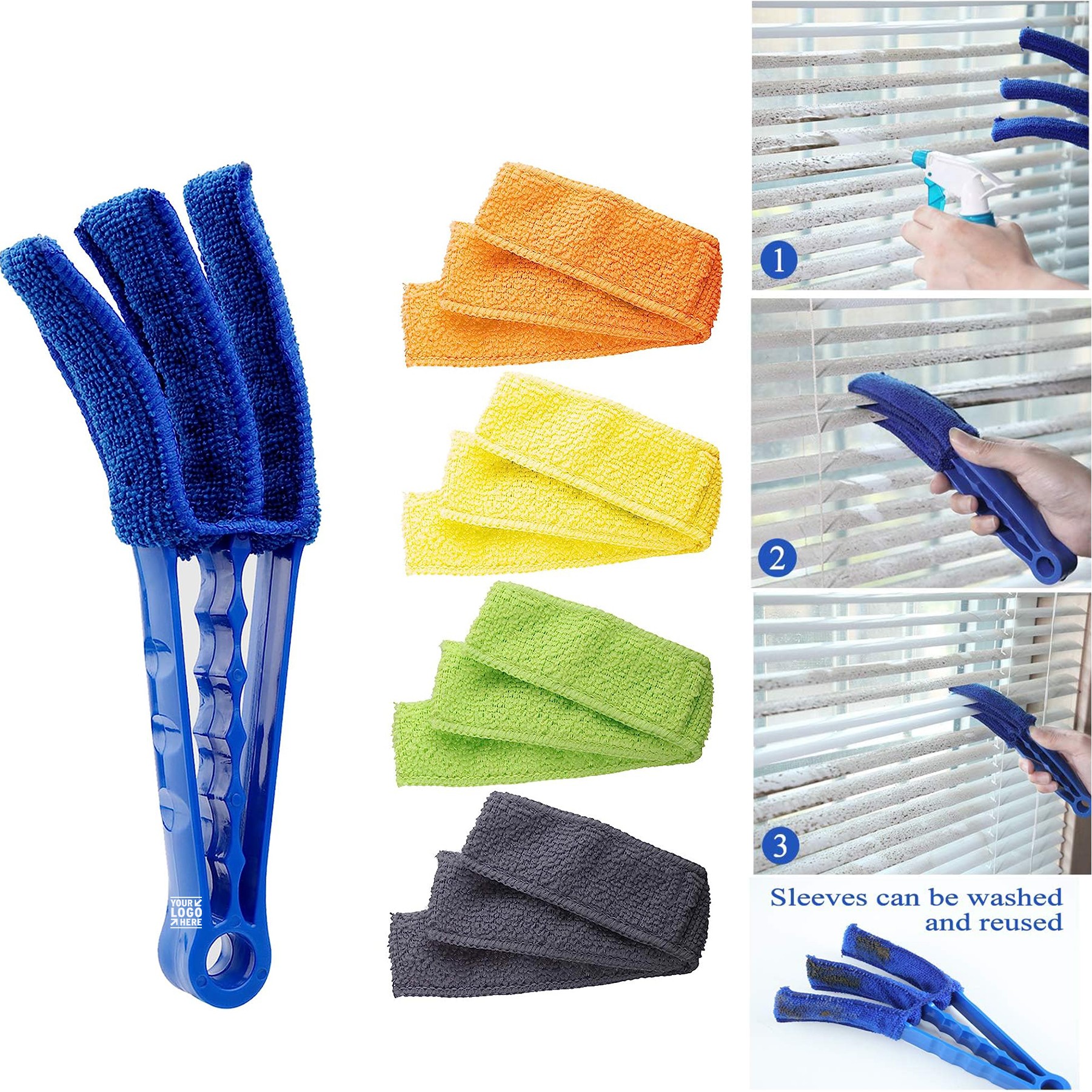 Window Blind Cleaner Duster Brush with 5 Microfiber Sleeves 1