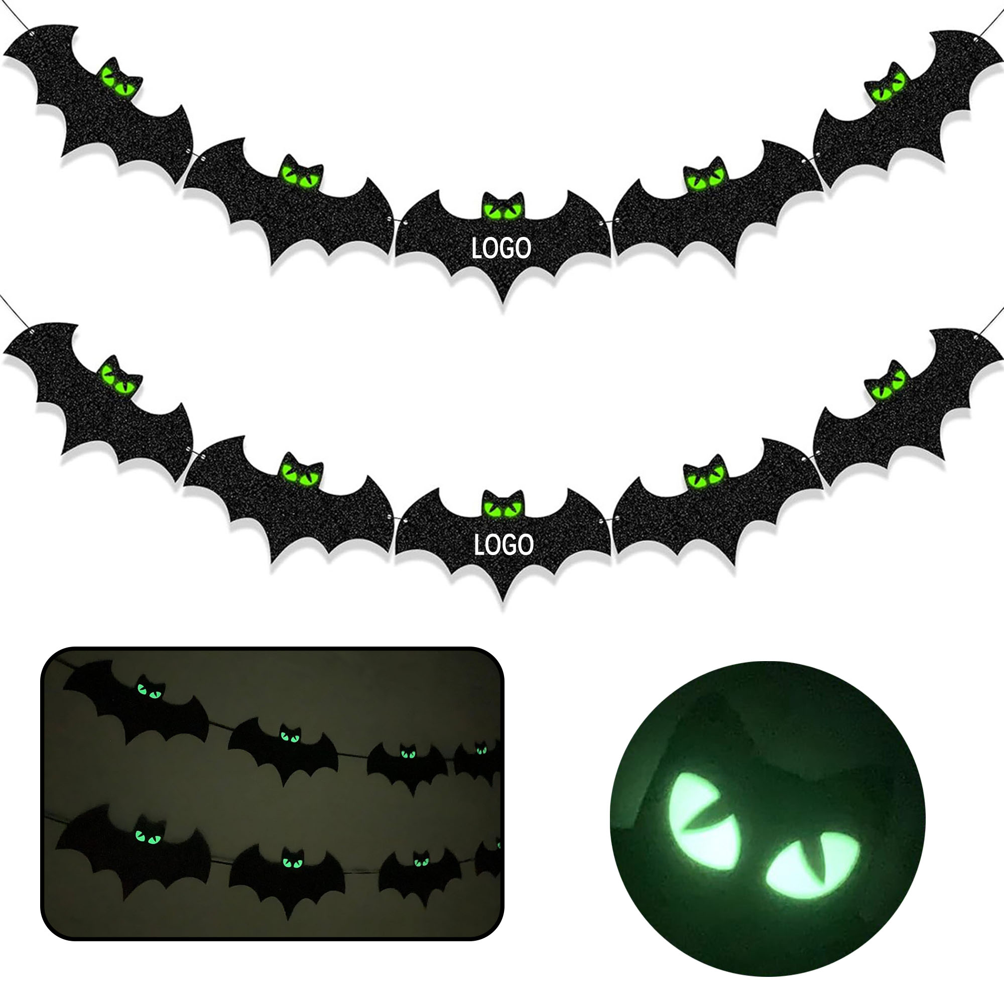 Halloween Bat Decoration Banner Glow Eyes Party Supplies 1
