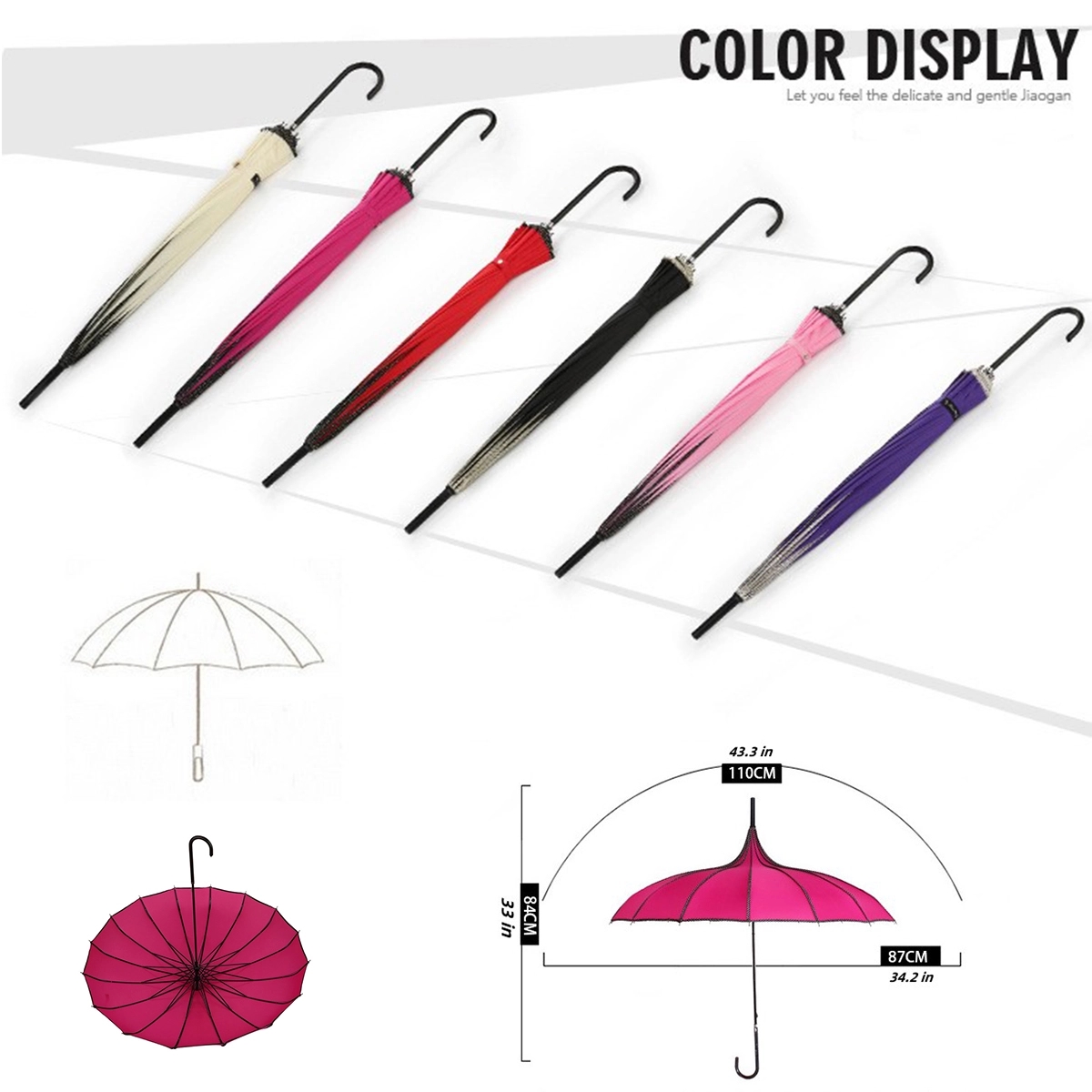Wholesale Arch Apollo Straight Umbrella with Sun Protection 2