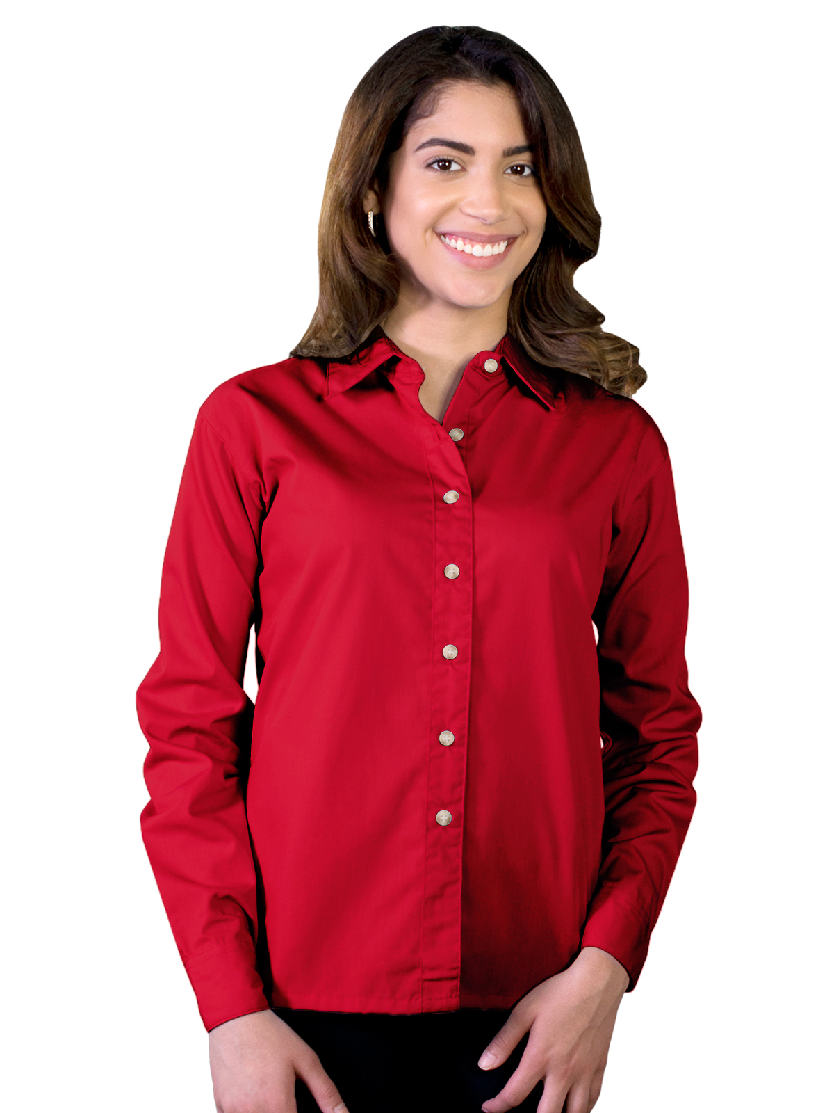 Blue Generation - Women's Pocketless Long Sleeve Superblend Poplin Shirt 20