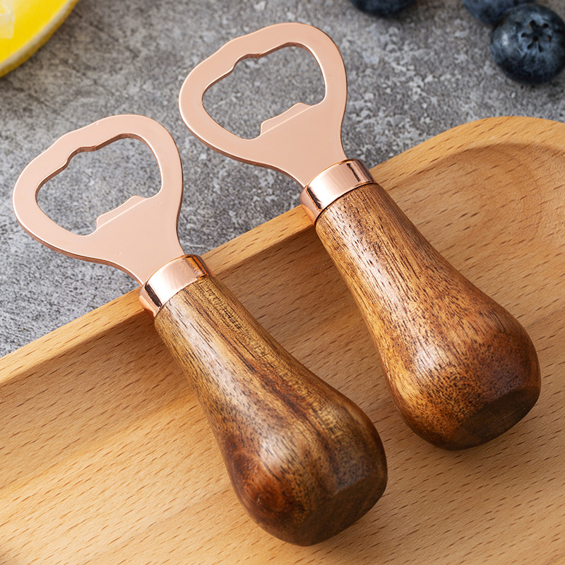 Stainless Steel Standing Bottle Opener with Wooden Handle 4