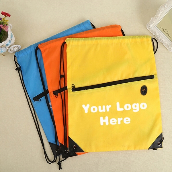 Drawstring Back Pack w/ Zippered and Ear Buds 2