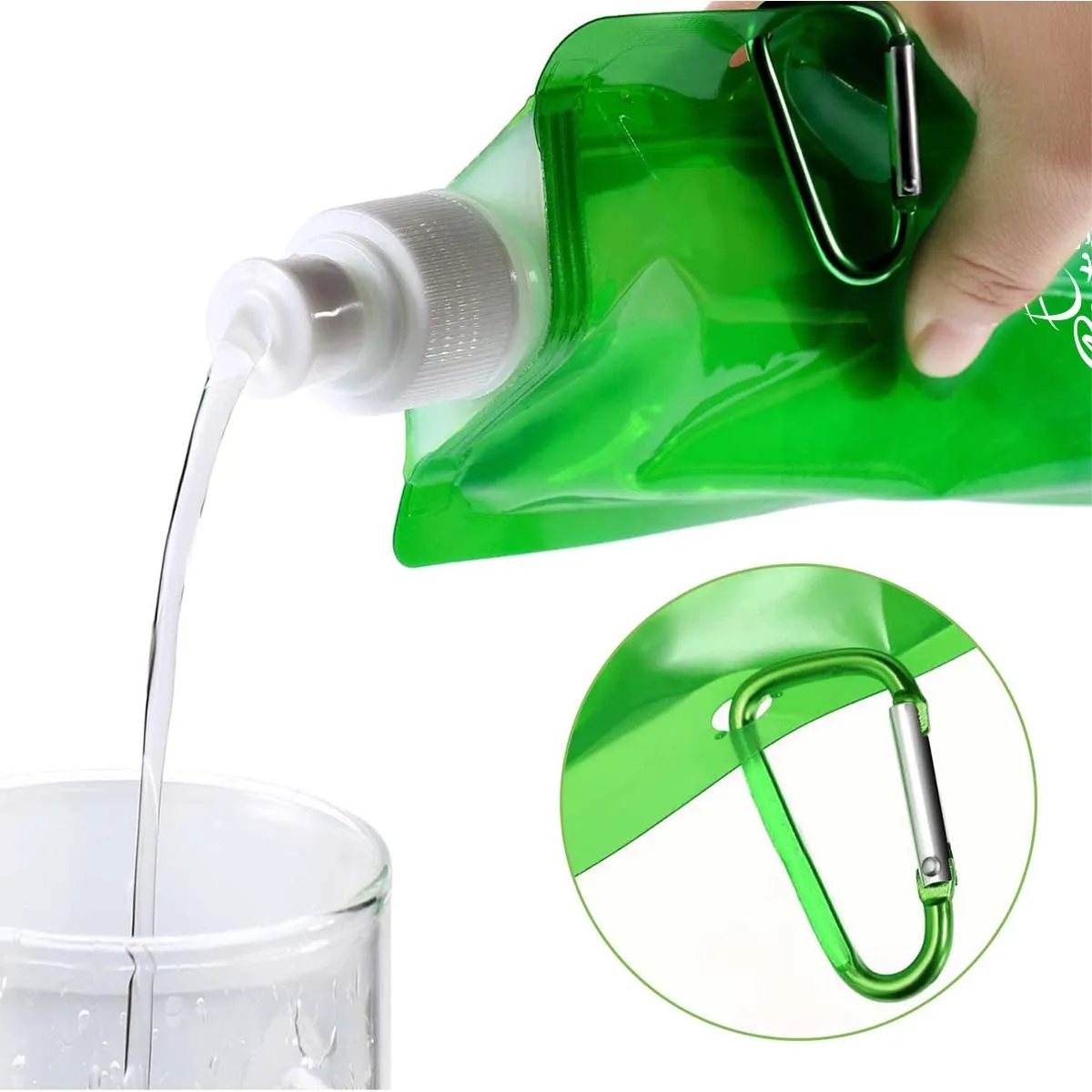 16Oz Pe Reusable Collapsible Carabiner Hook Water Bag Clip 2