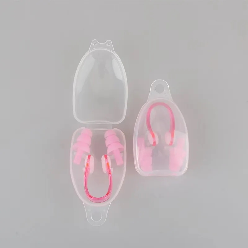 Custom logo silicone Swimming nose clip earplug set 7