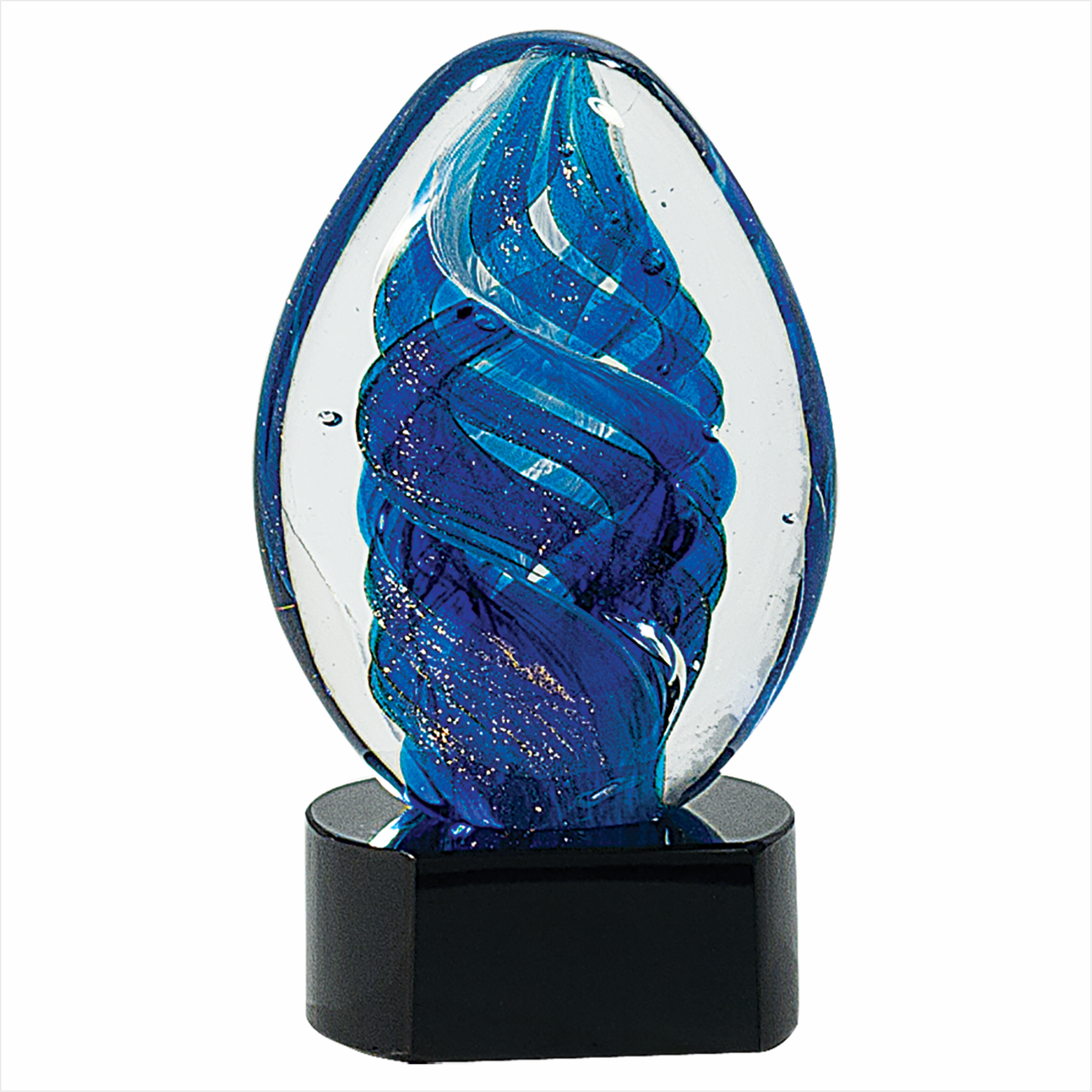 Blue Oval Swirl Art Glass 3