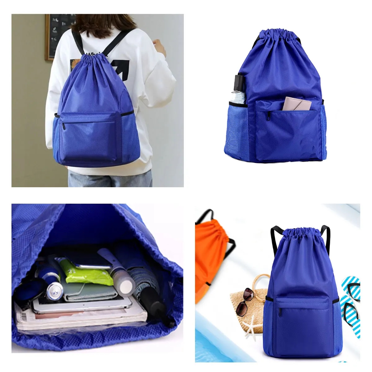 Oxford Large Capacity Waterproof Drawstring Gym Backpack 2