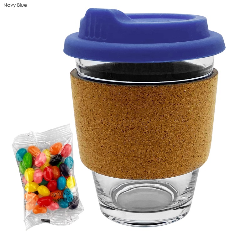 Jelly Bean In Cork Band Glass Coffee Cup 16