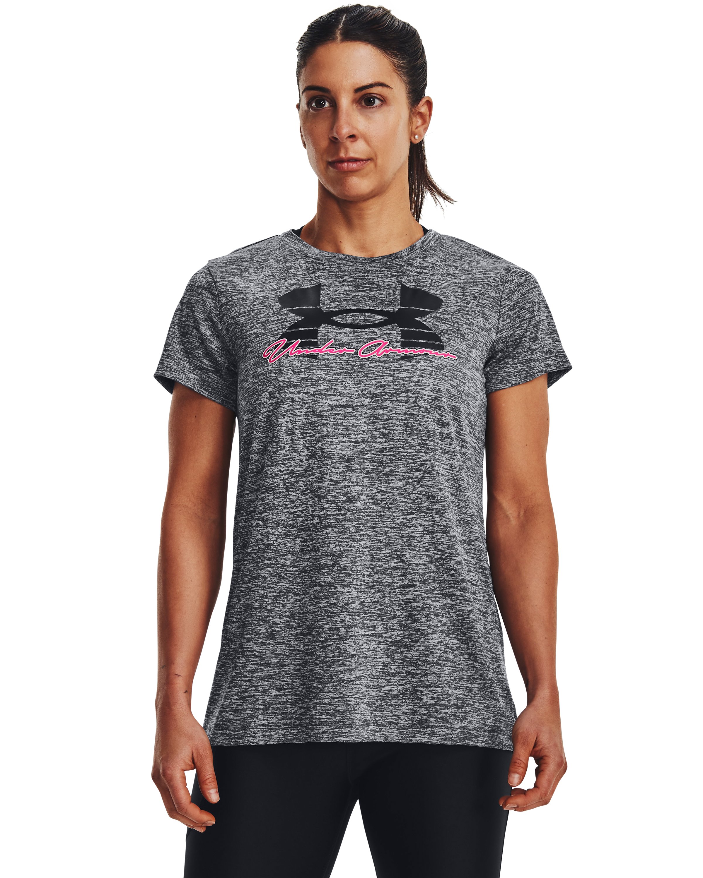 Women's UA Tech Twist Script Short Sleeve  7